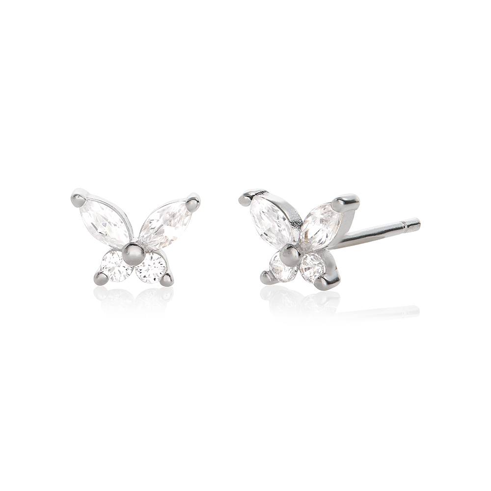 Whimsical Butterfly Stud Earrings with Cubic Zirconia in Sterling SIlver