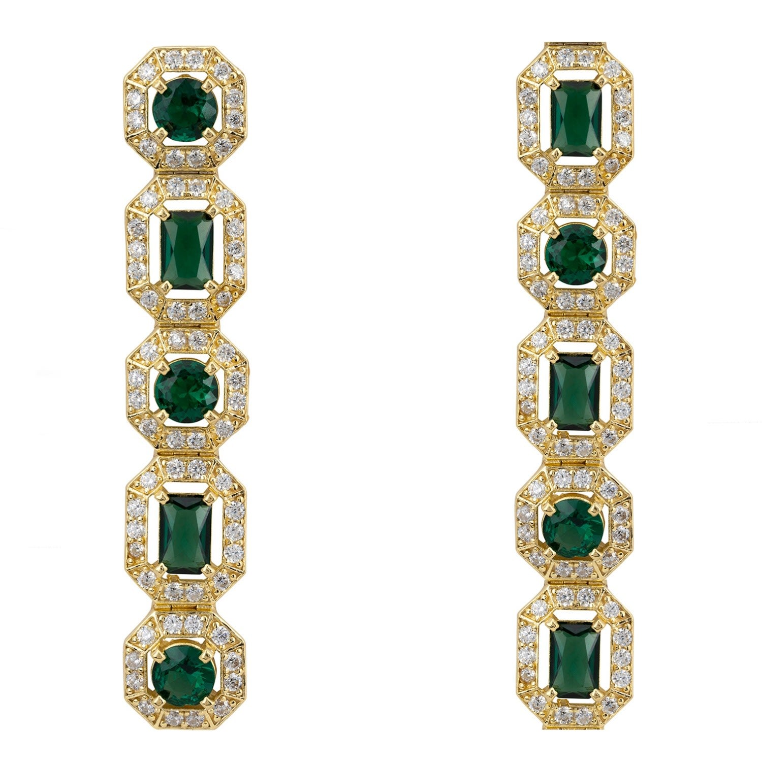 Whistledown Emerald Drop Earrings Gold