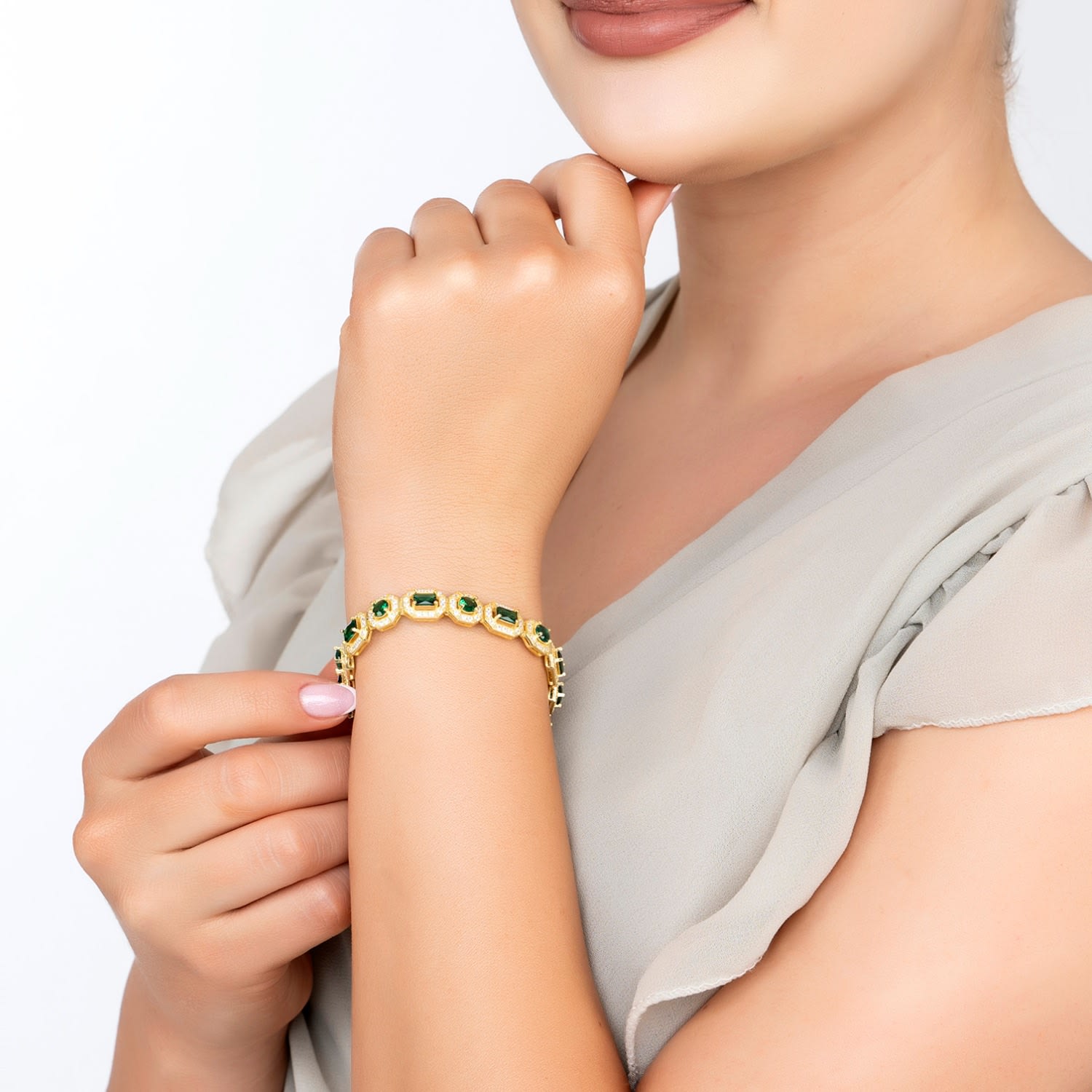 Whistledown Emerald Gemstone Bracelet Gold