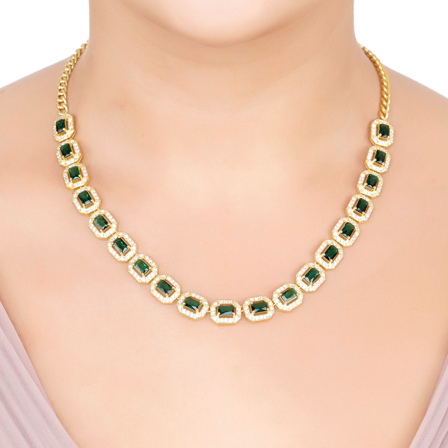 Whistledown Emerald Gemstone Necklace Gold