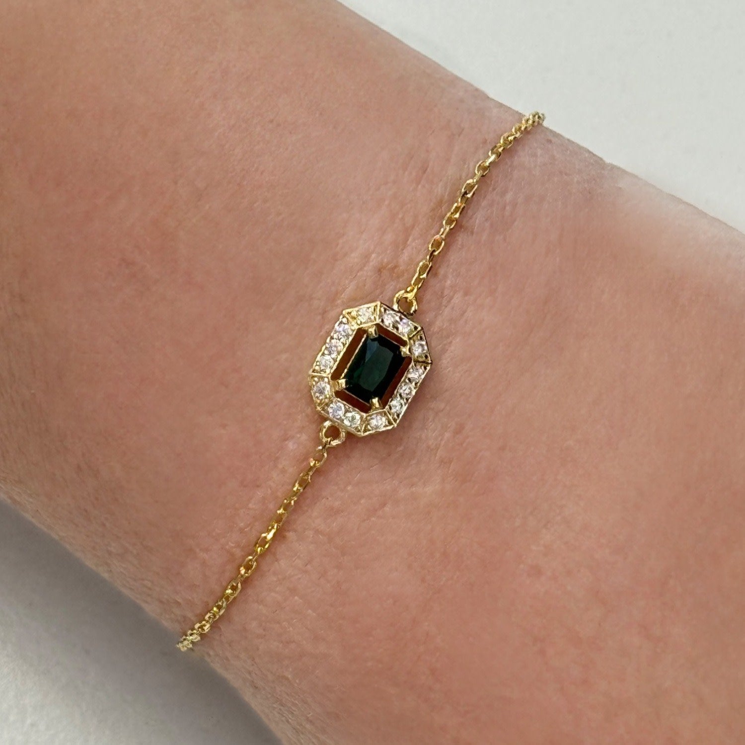 Whistledown Gemstone Bracelet Emerald Gold