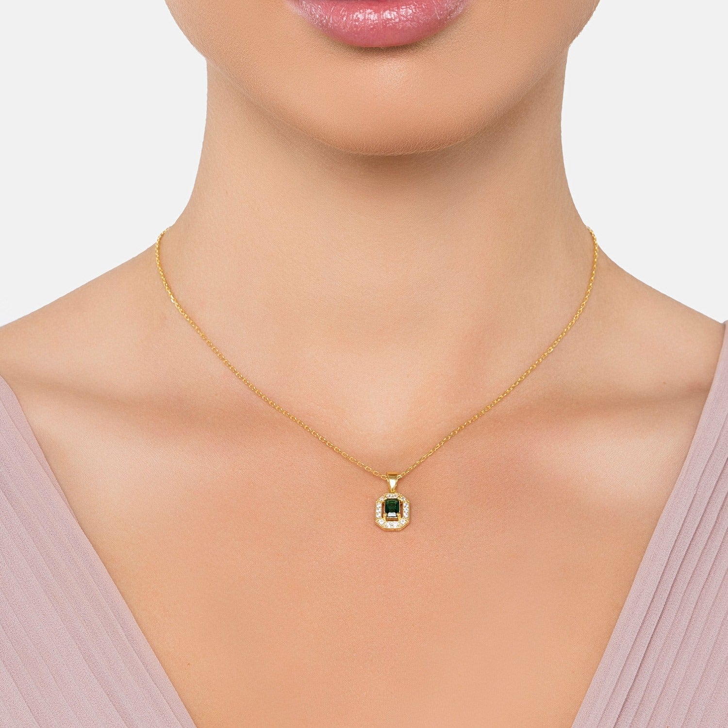 Whistledown Gemstone Pendant Necklace Emerald Gold