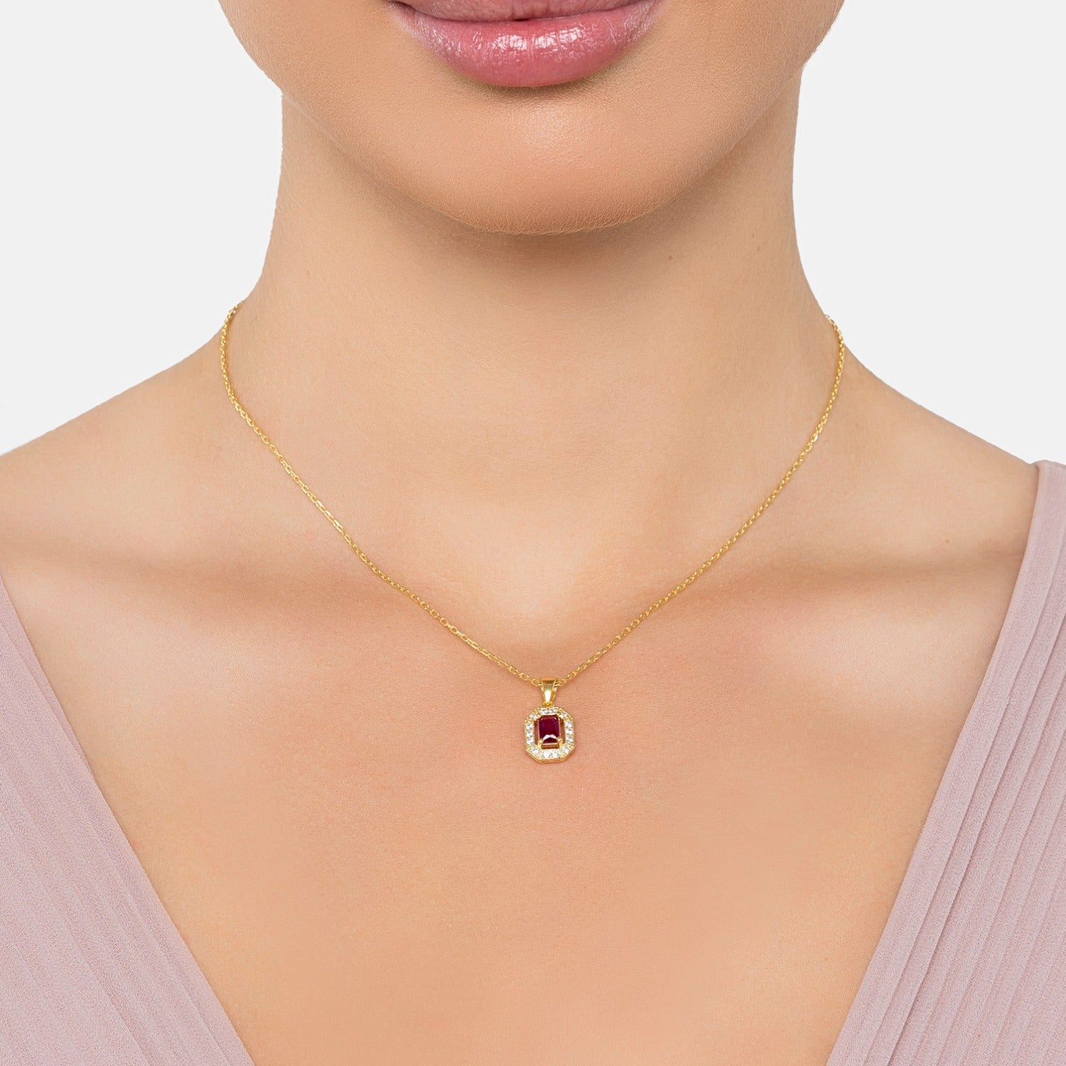 Whistledown Gemstone Pendant Necklace Ruby Gold