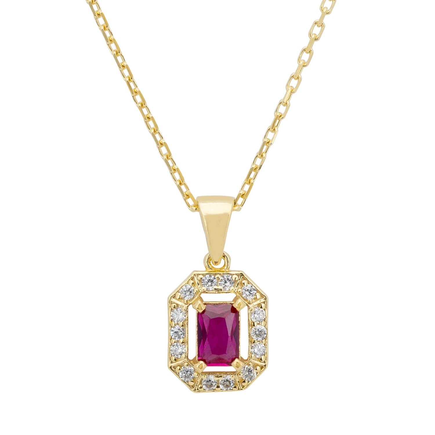 Whistledown Gemstone Pendant Necklace Ruby Gold