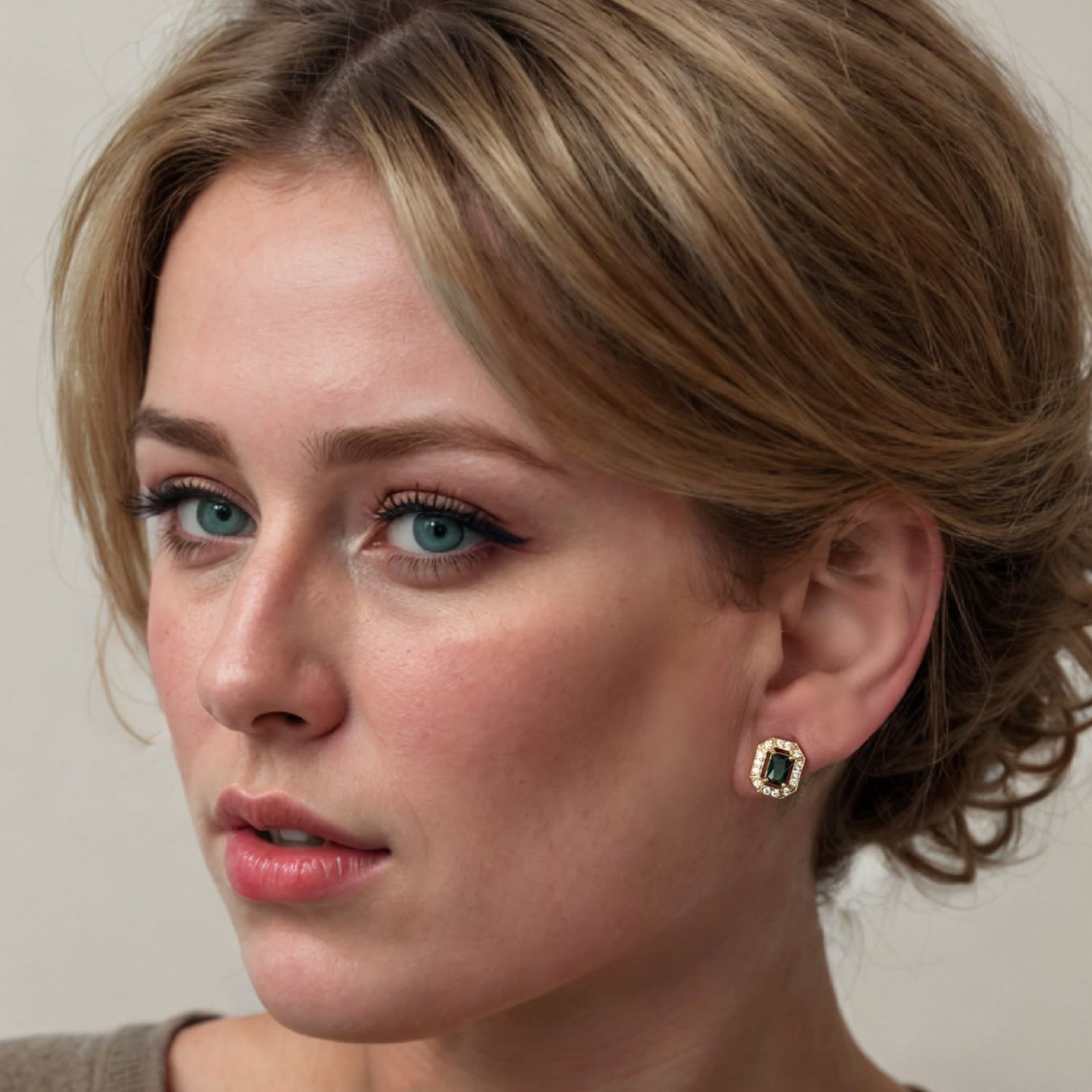 Whistledown Gemstone Stud Earrings Emerald Gold