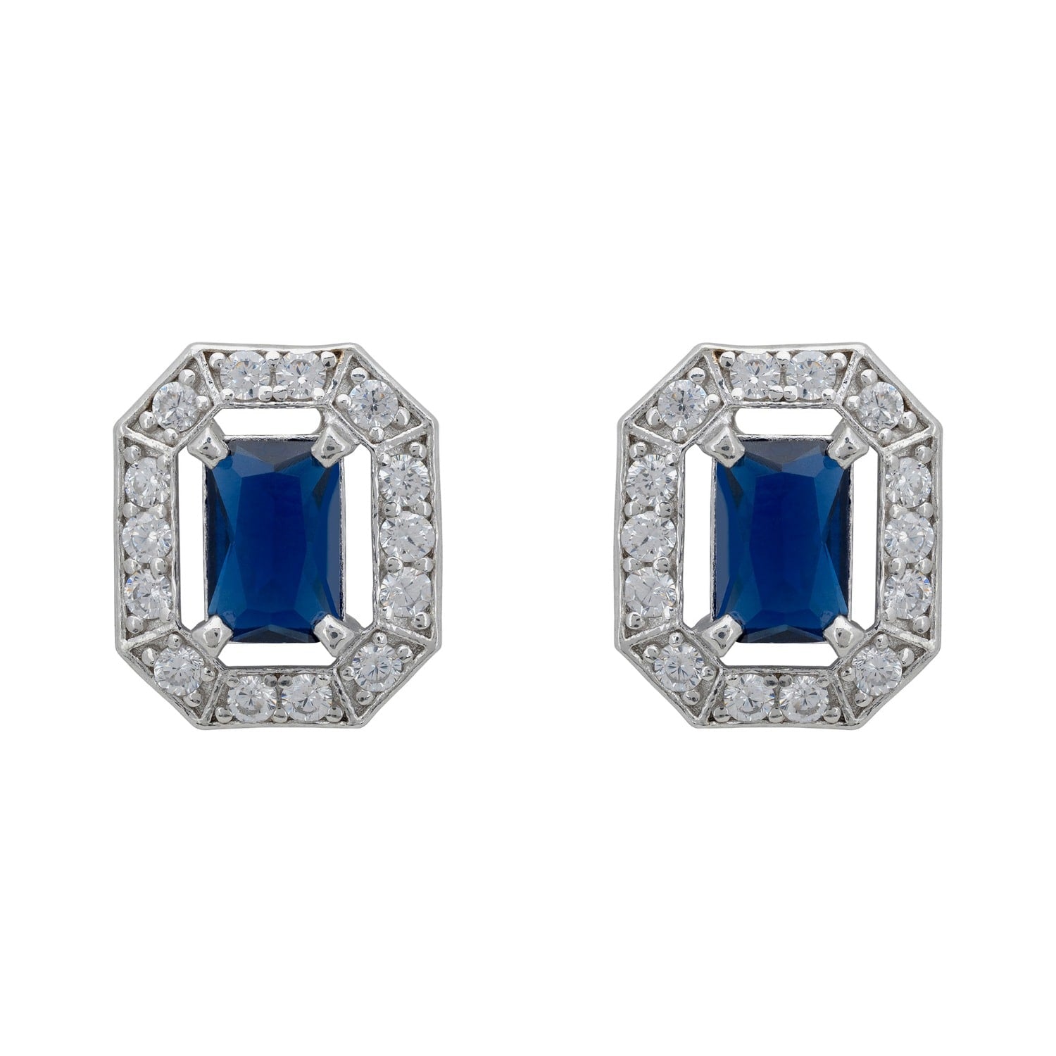 Whistledown Gemstone Stud Earrings Sapphire Silver