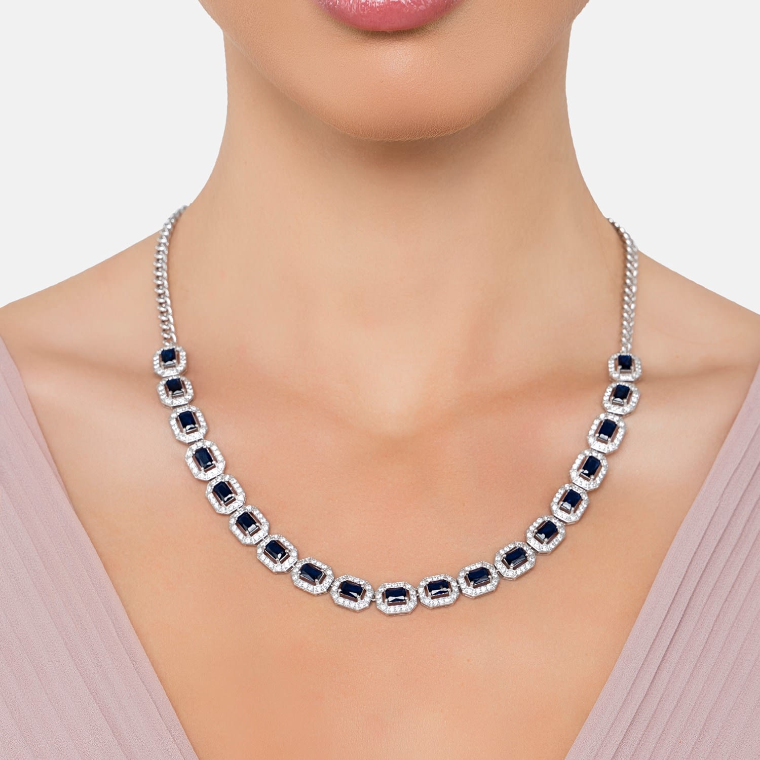Whistledown Sapphire Gemstone Necklace Silver