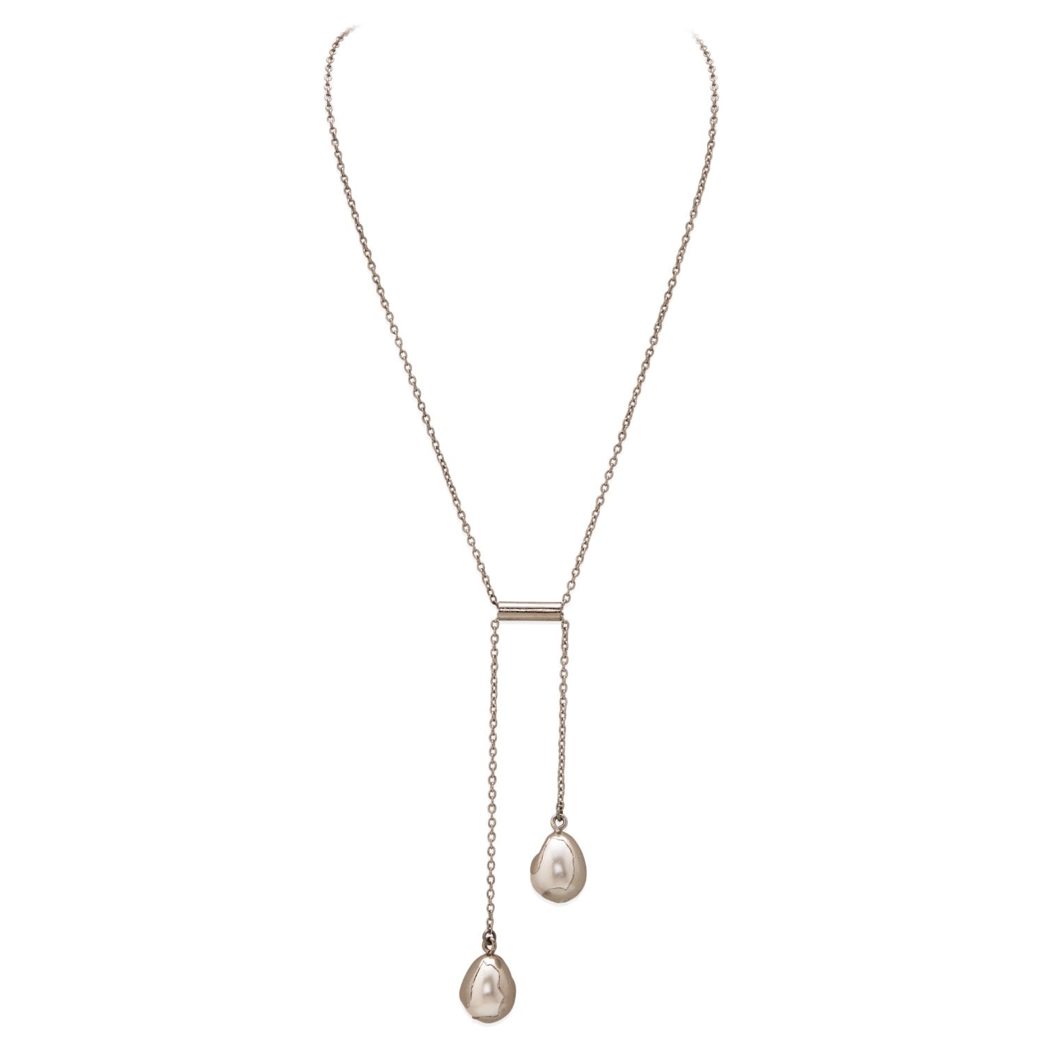 Silver Boond Pendant With Baroque Pearls