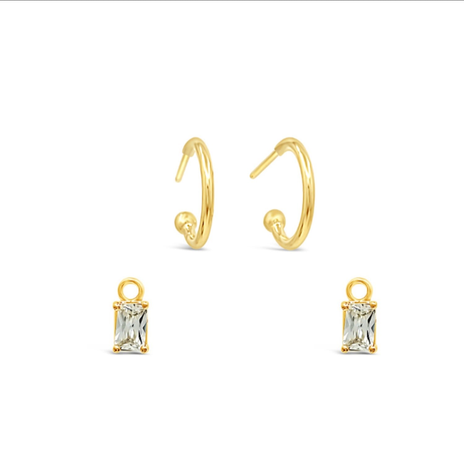 White Cz Hoop Set - Gold