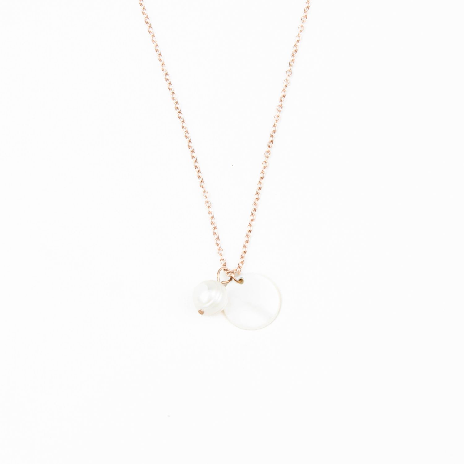 White Disc And Pearl Mother-Of-Pearl Necklace