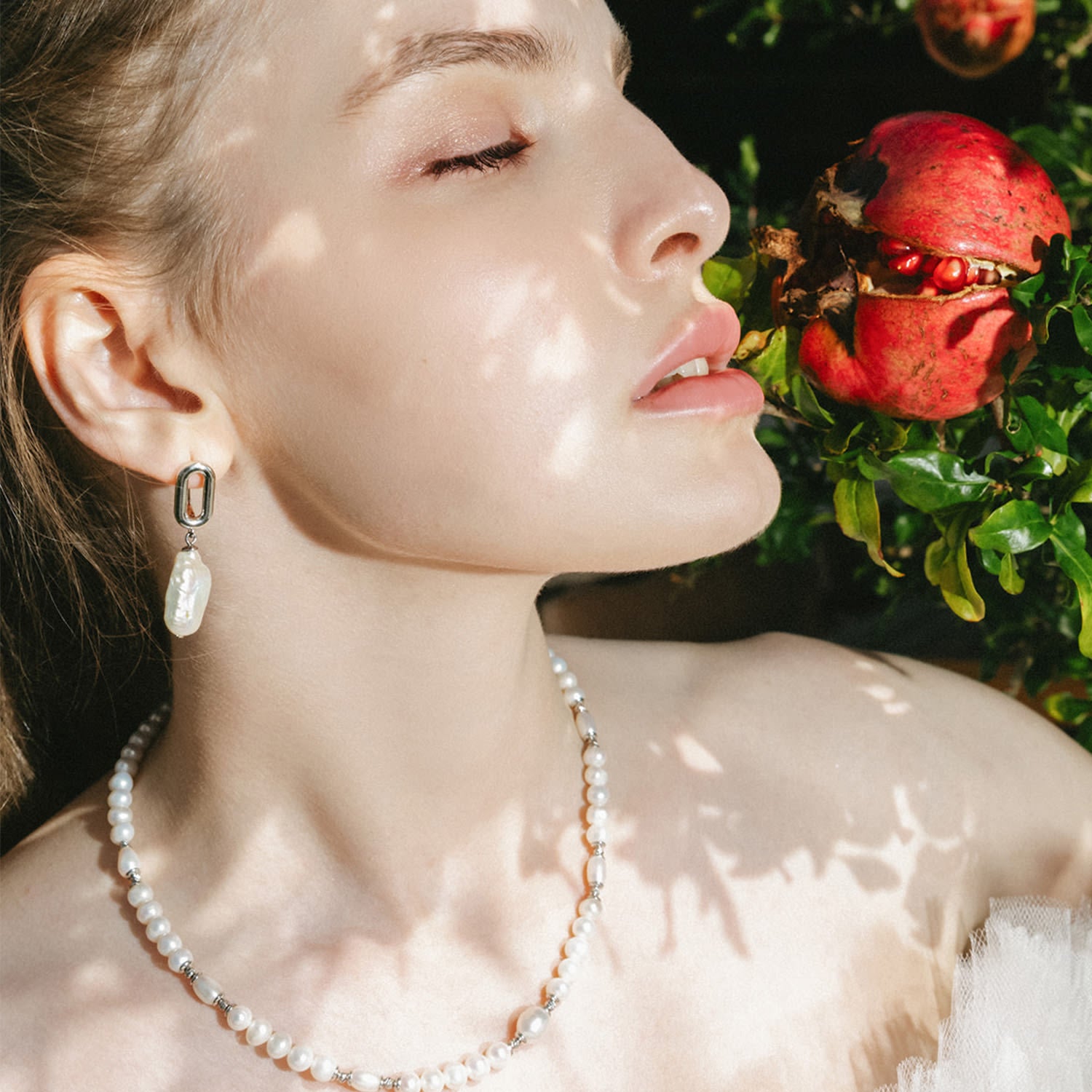 White Geometric Baroque Earrings