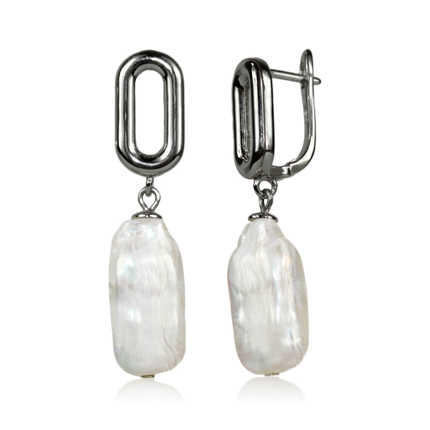 White Geometric Baroque Earrings