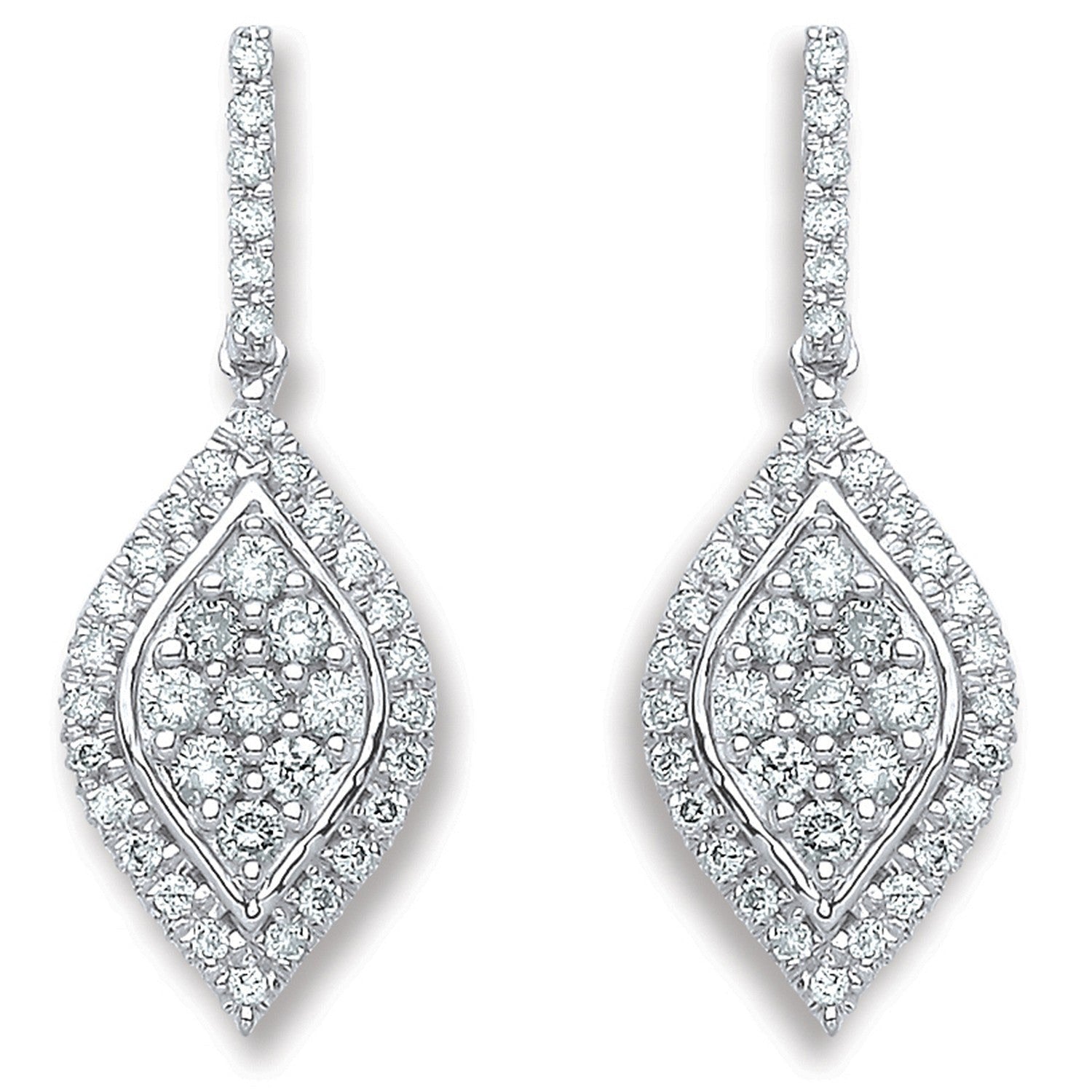 White Gold - Diamond Drop Earrings