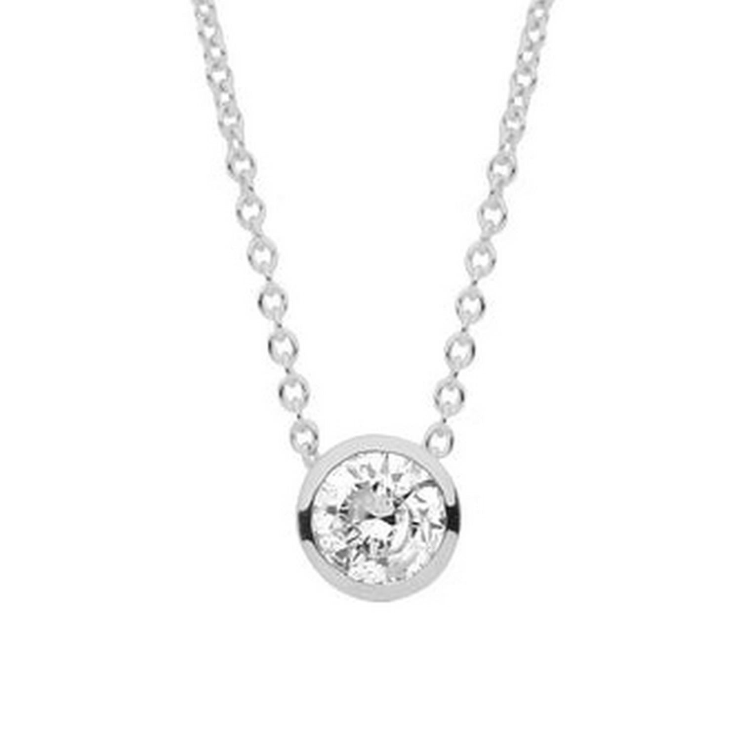 White Gold G-Si Rubover Diamond Pendant Chain