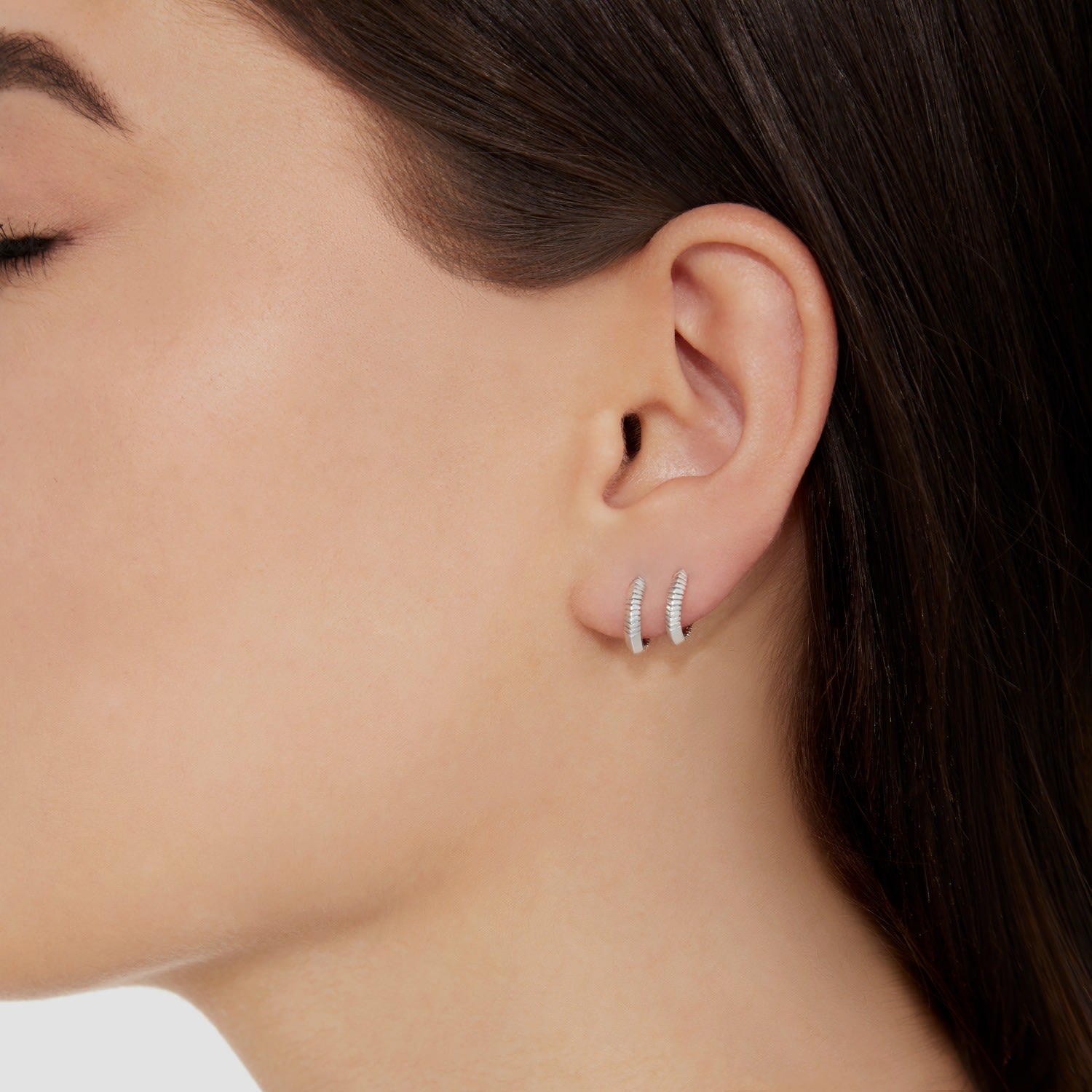 White Gold Huggie Earrings