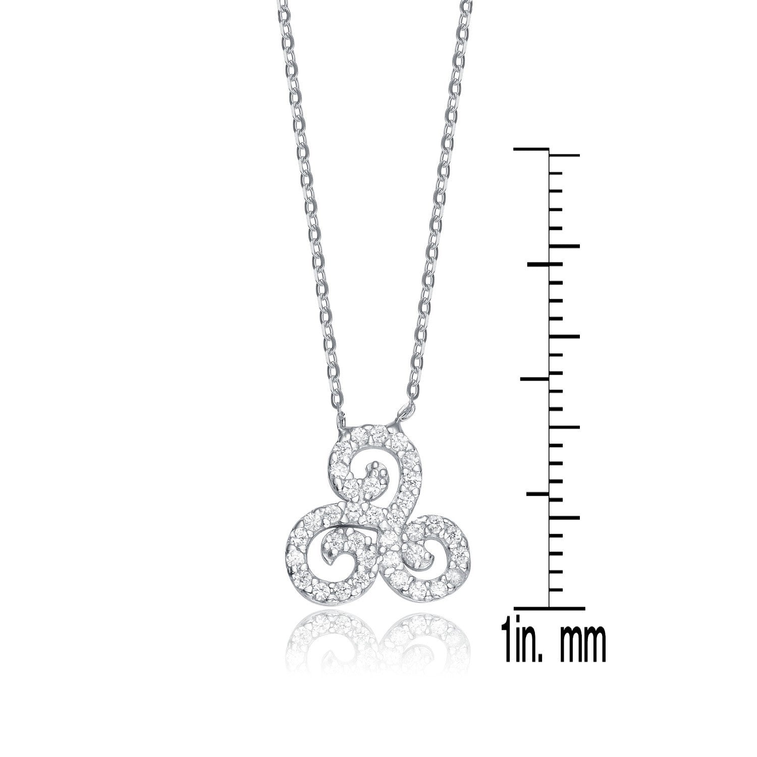 White Gold Overlay Clear Cubic Zirconia Triple Knot Necklace