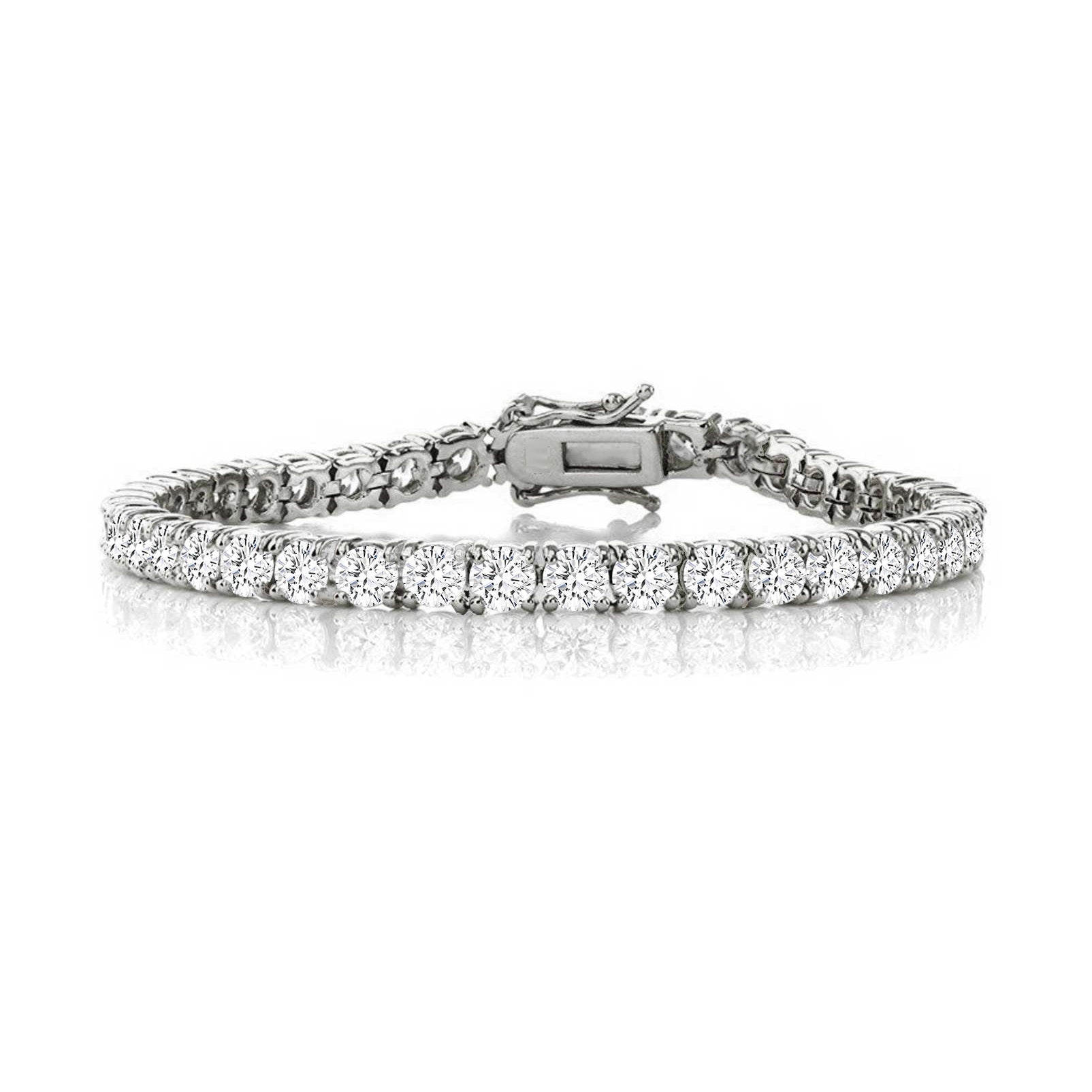 White Gold Plated With Clear Cubic Zirconia Tennis Bracelet