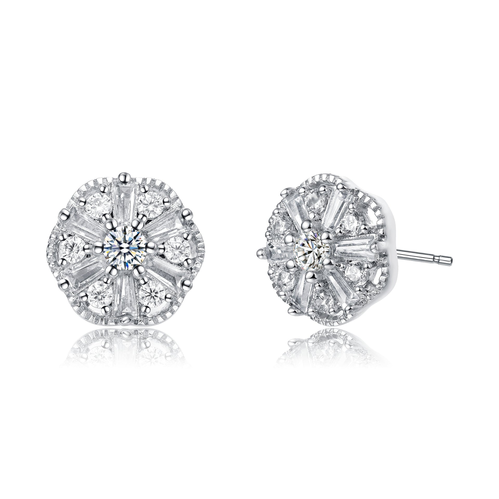 Rachel Glauber Elegant White Gold Plated Cubic Zirconia Stud Earrings