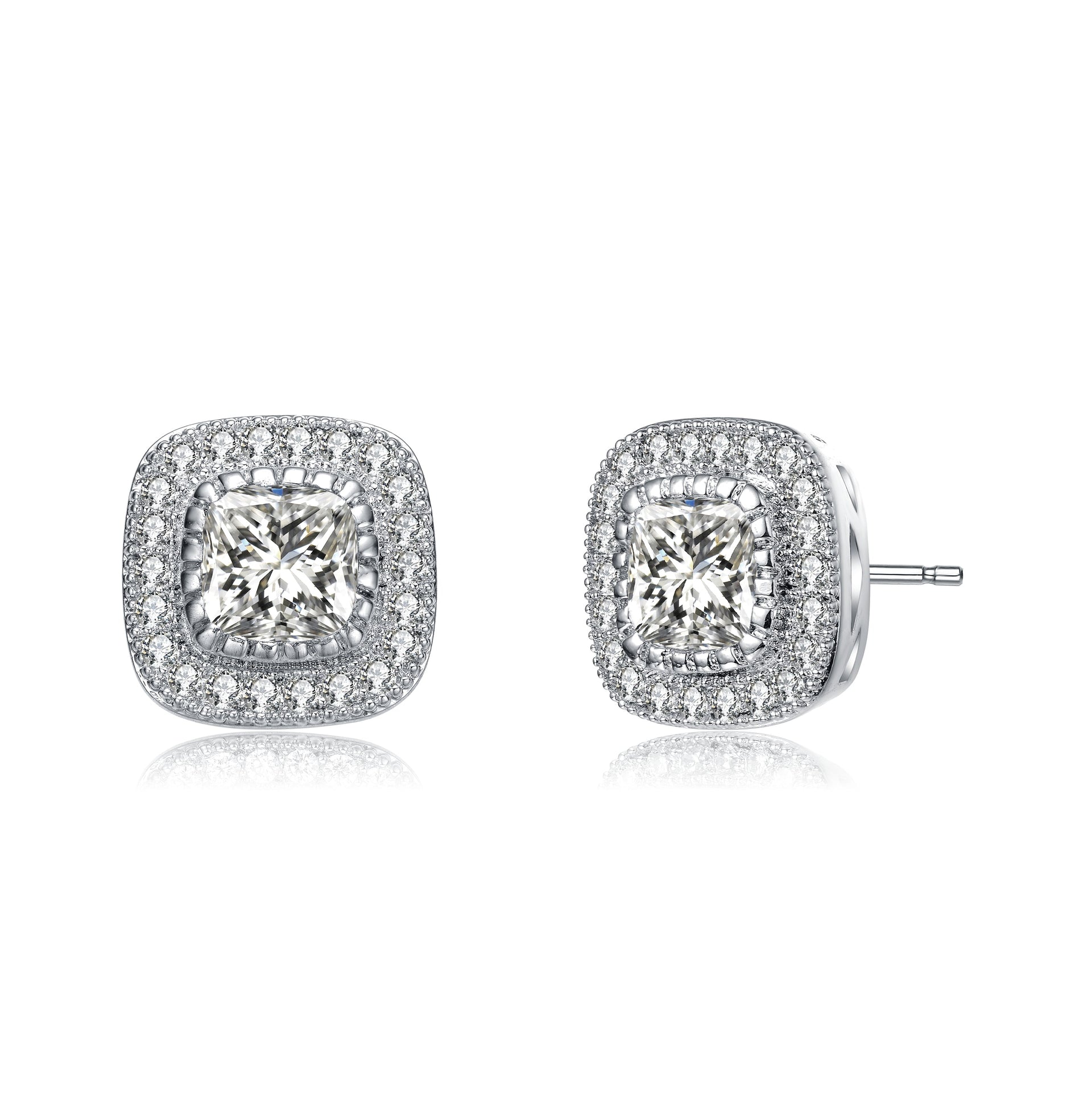 Rachel Glauber White Gold Plated Cubic Zirconia Stud Earrings