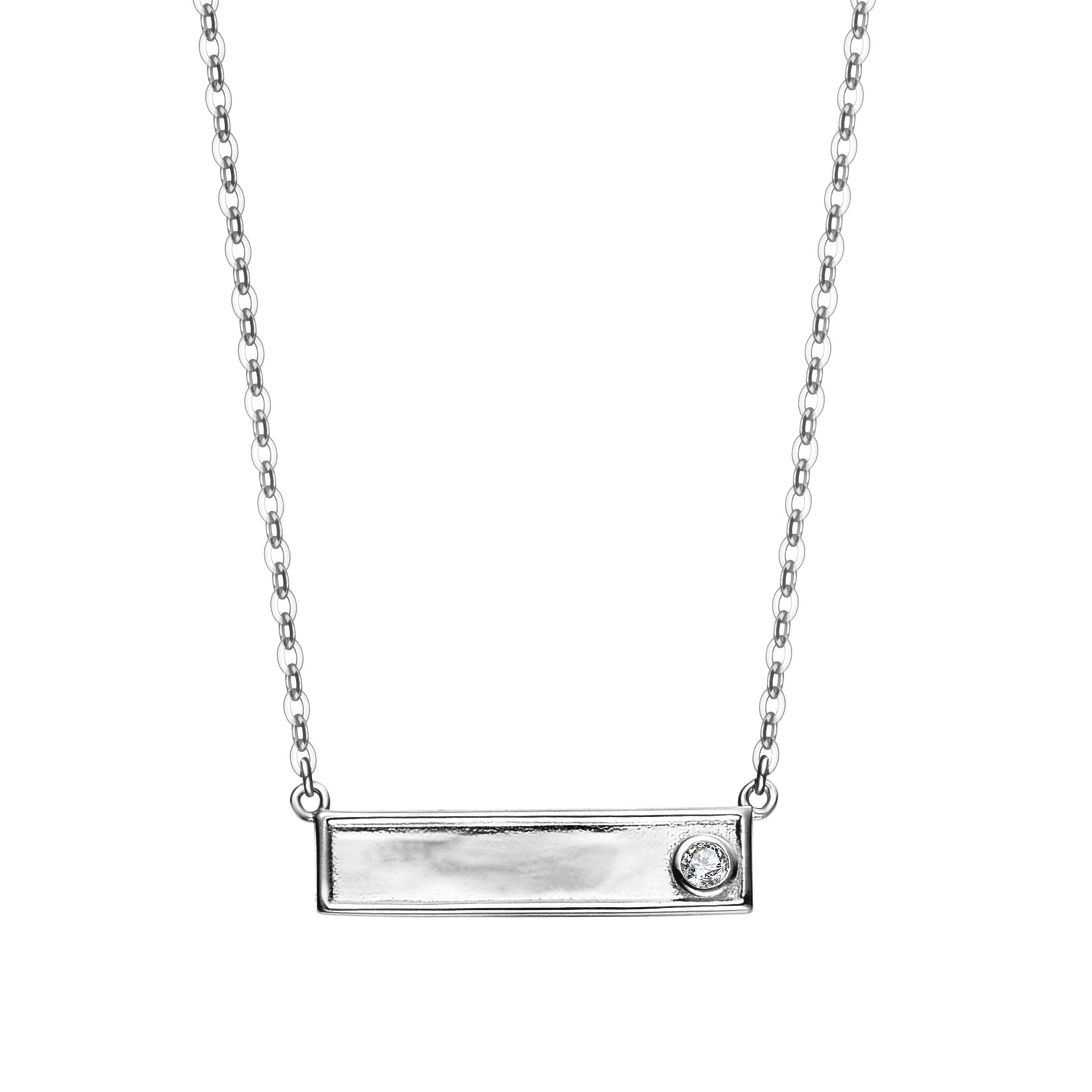 Rachel Glauber White Gold Plated Lab Created Bar Necklace