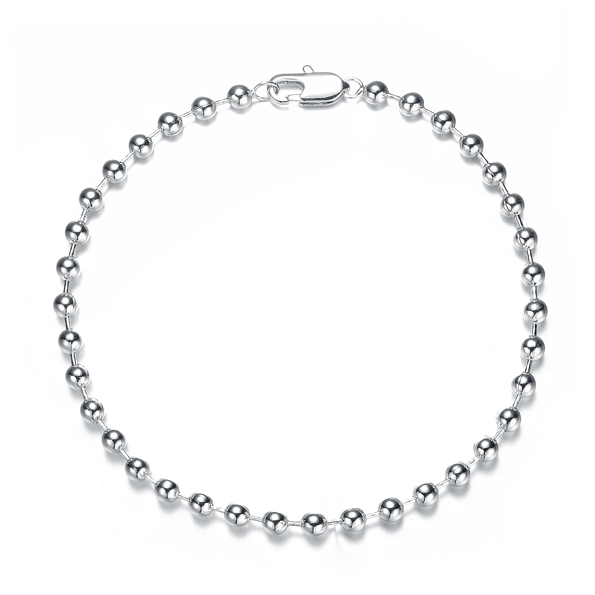 White Gold Plated Modern Bead Ball Link Layering Bracelet
