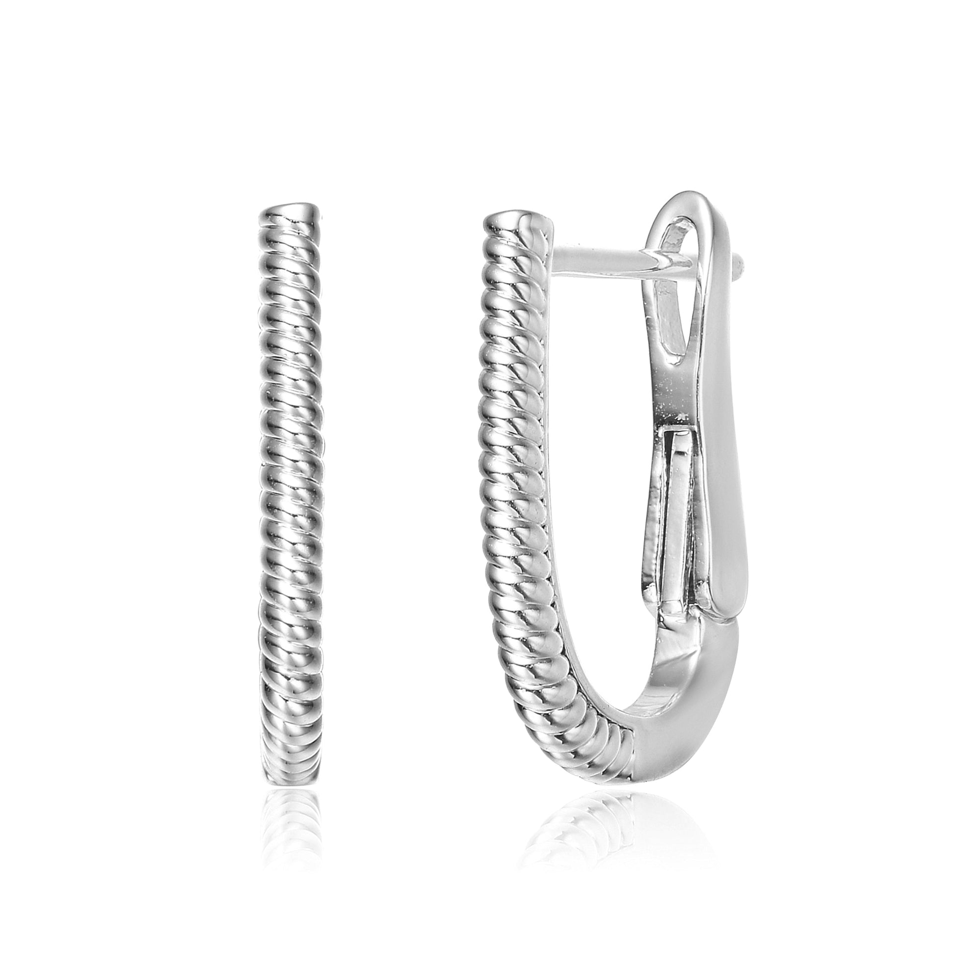 Rachel Glauber White Gold Plated U Small Hoop Earrings