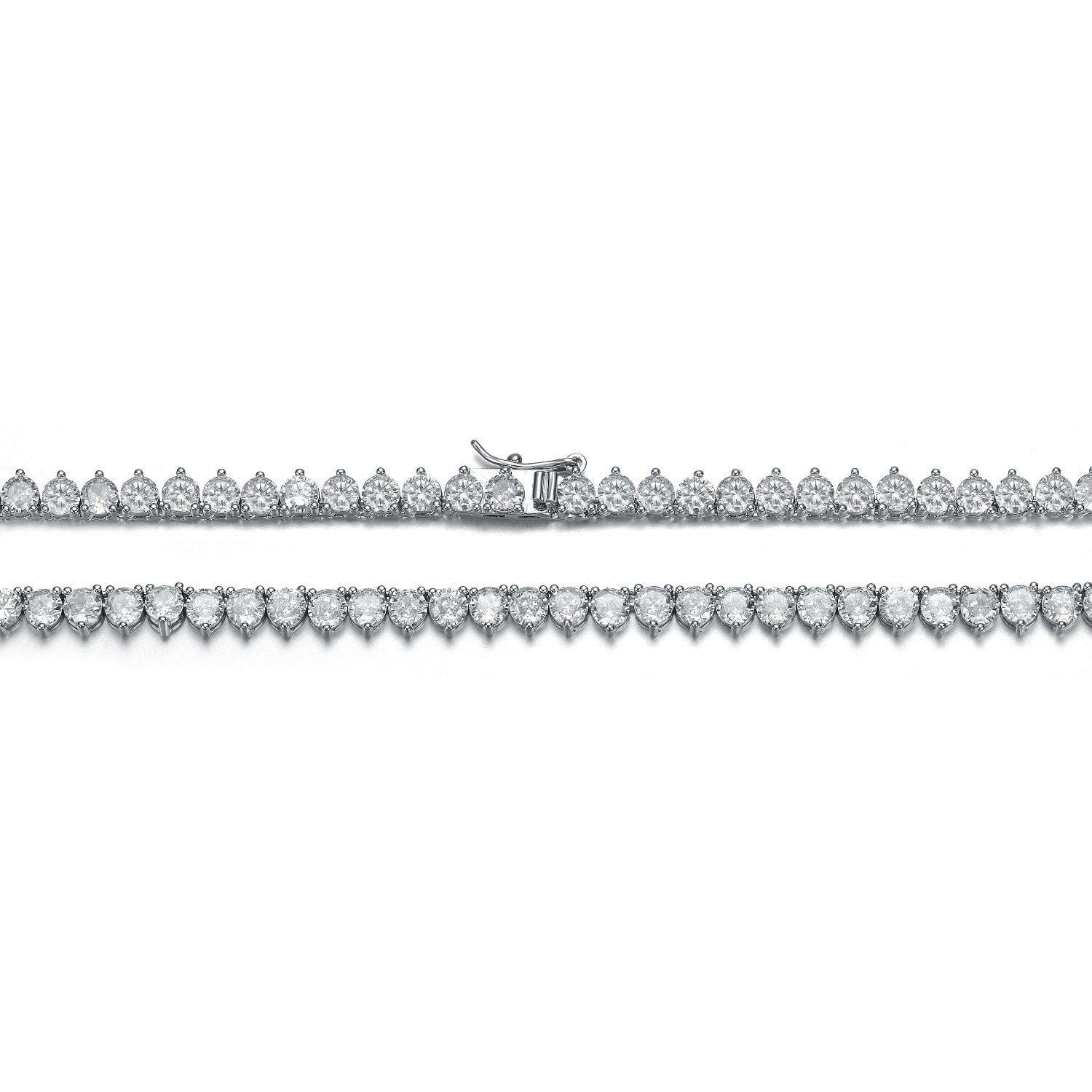 White Gold Plated With Clear Cubic Zirconia Tennis Necklace
