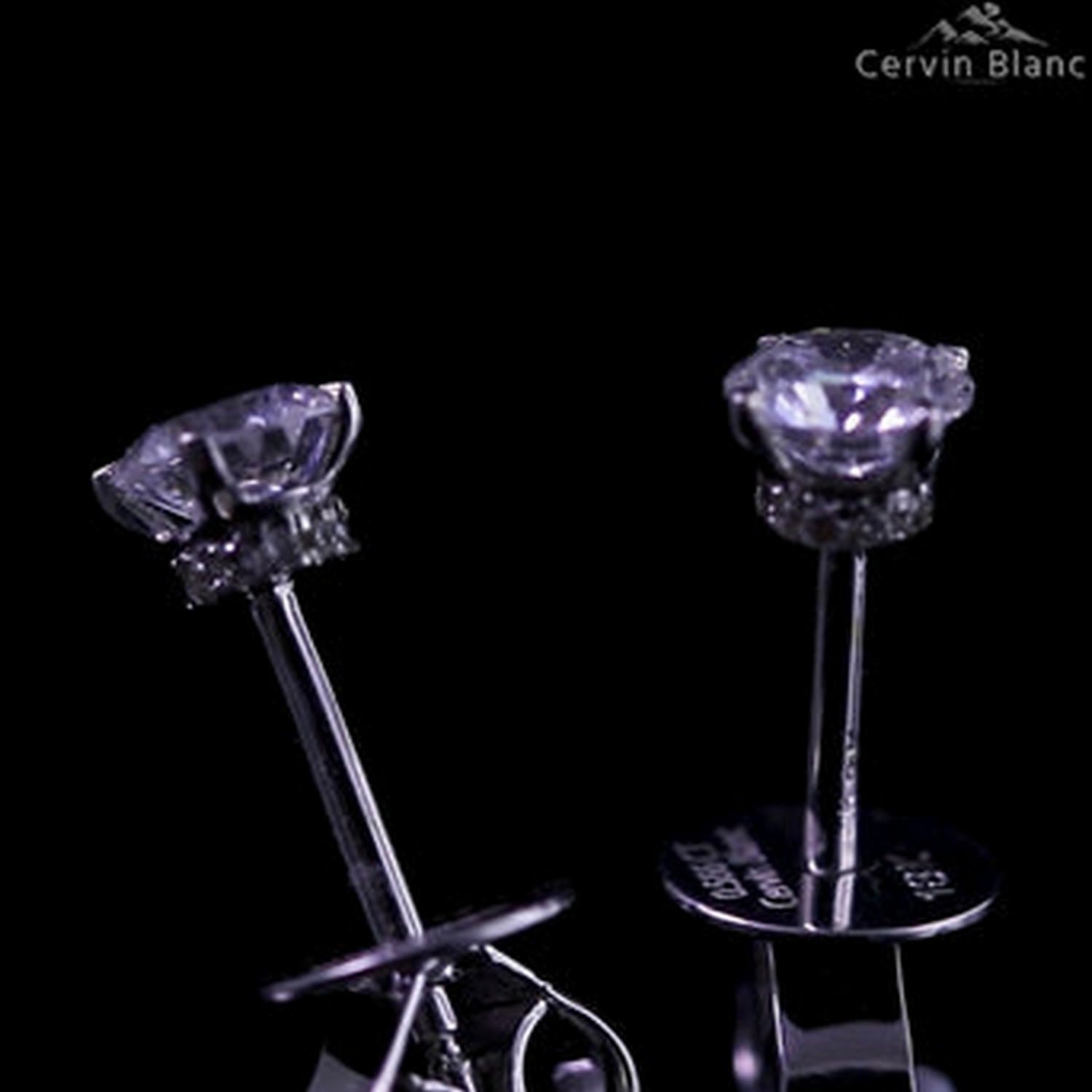 White Gold Solitaire Diamond Earrings With Hidden Halo