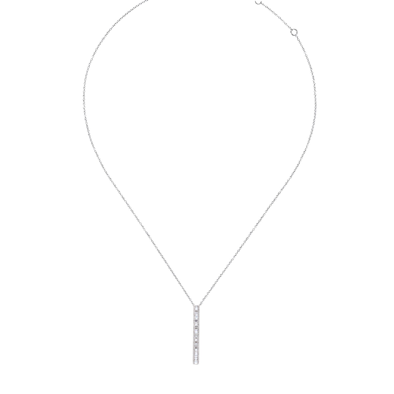 White Gold With Baguette Cut Diamond Choker Necklace