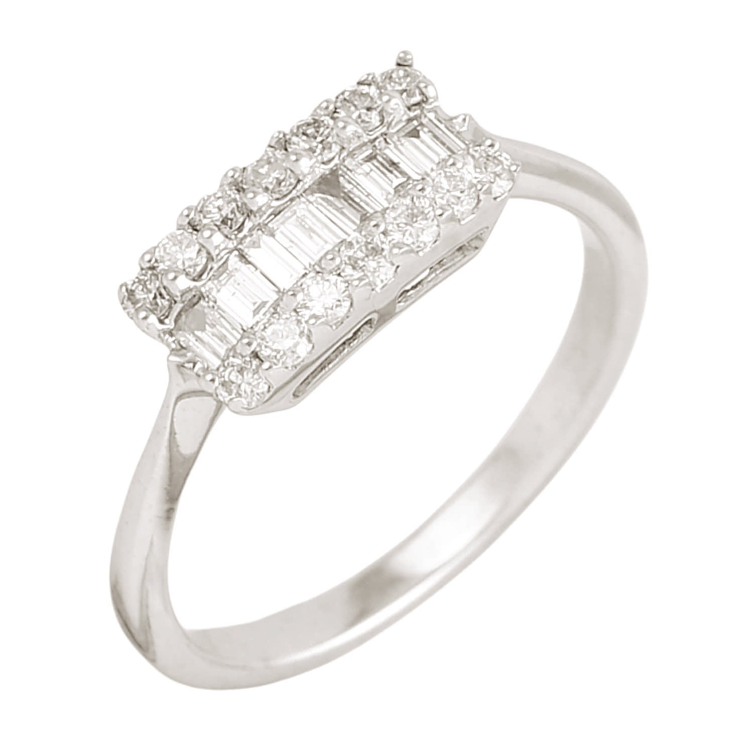 White Gold With Baguette Cut Natural Diamond Band Ring