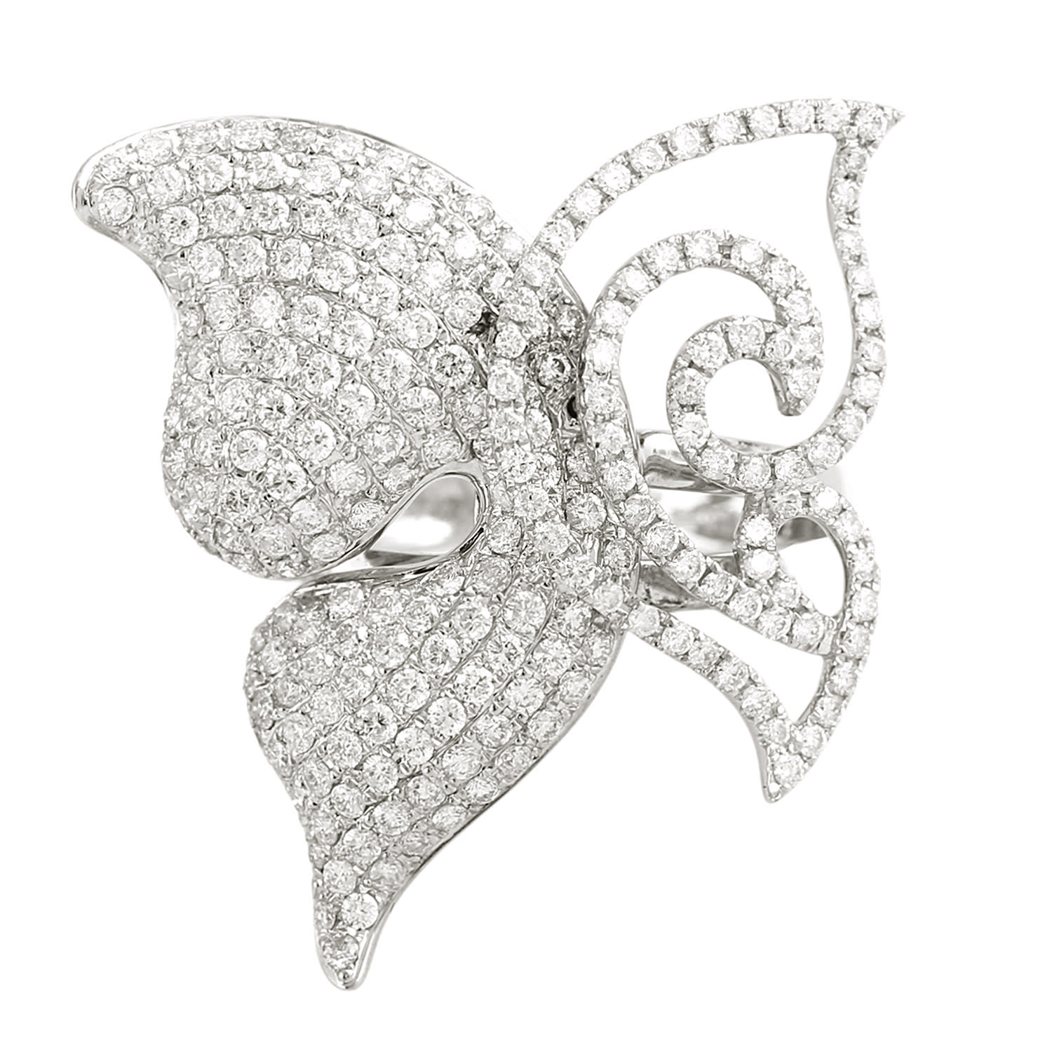 White Gold With Natural Diamond Butterfly Cocktail Ring