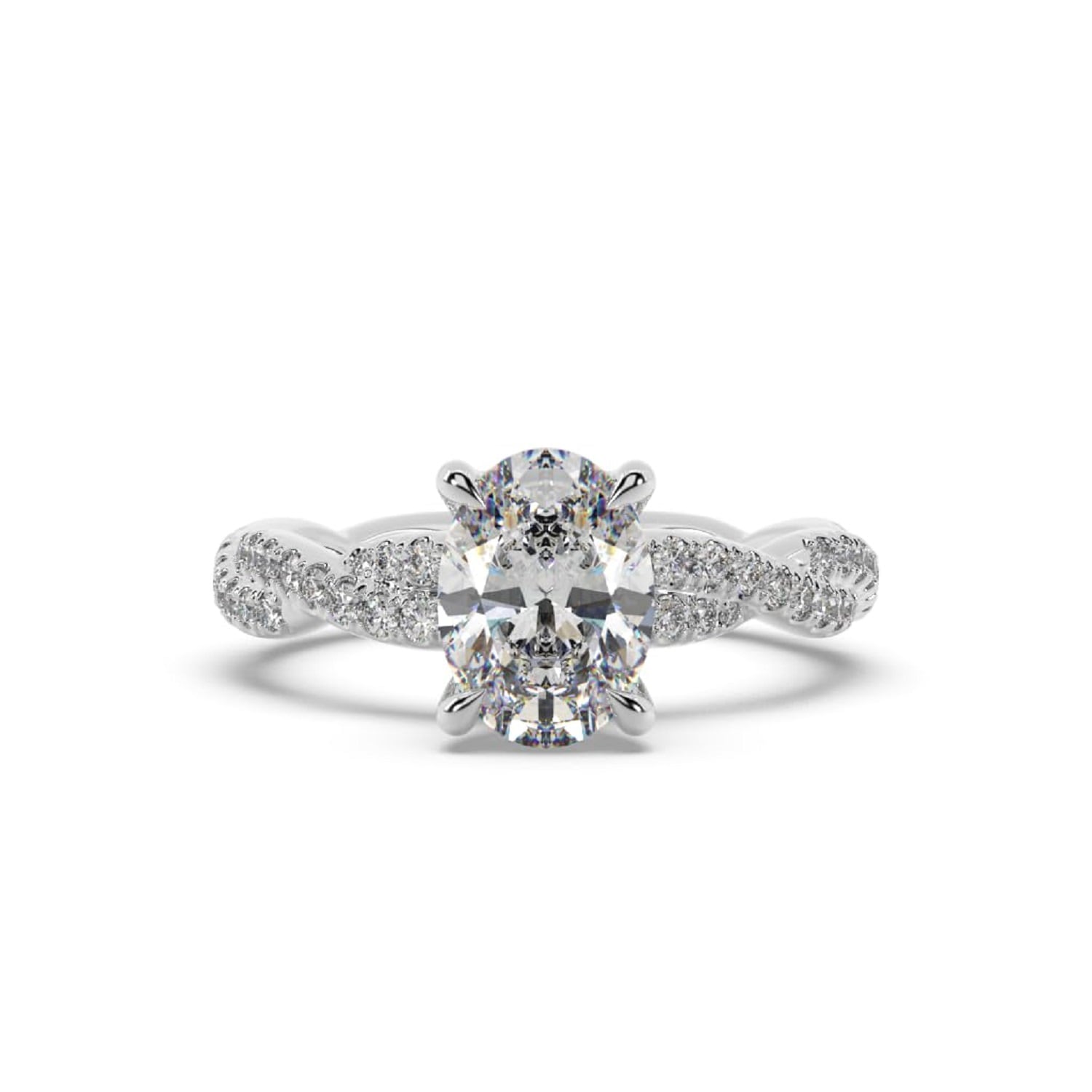 White Gold With Oval Cut Lab Grown Diamond Cocktail Ring