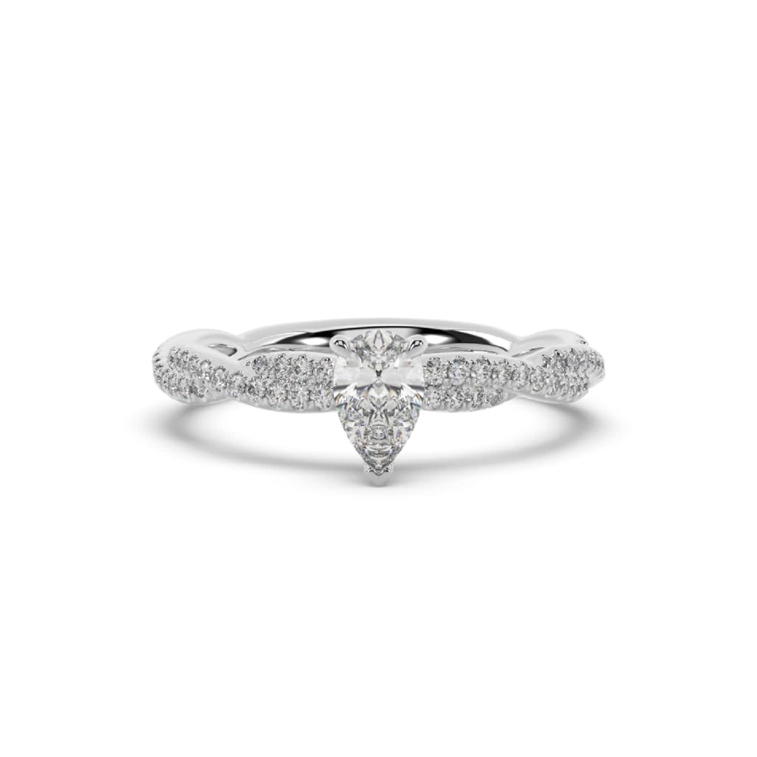 White Gold With Pear Cut Lab Grown Cocktail Ring