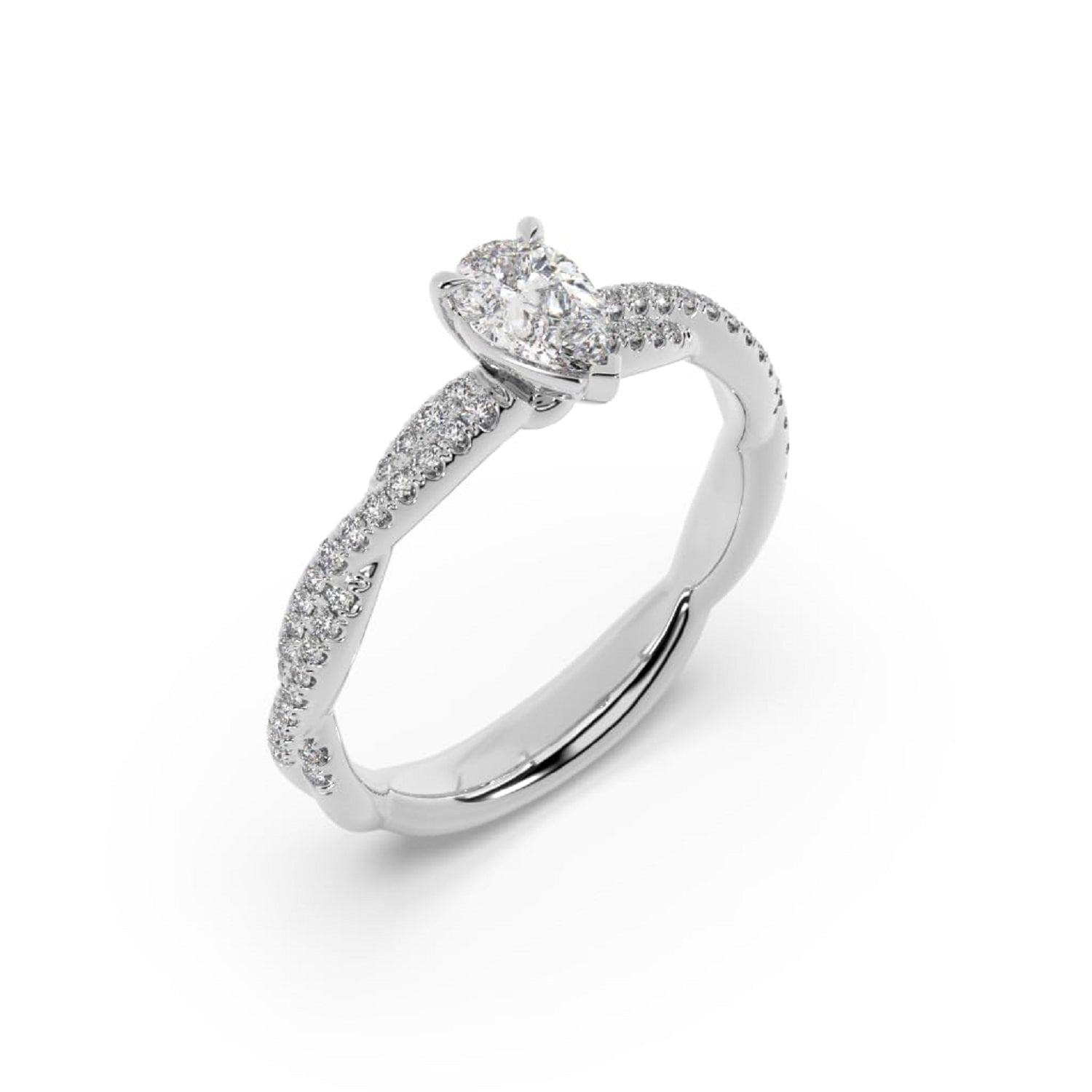 White Gold With Pear Cut Lab Grown Cocktail Ring