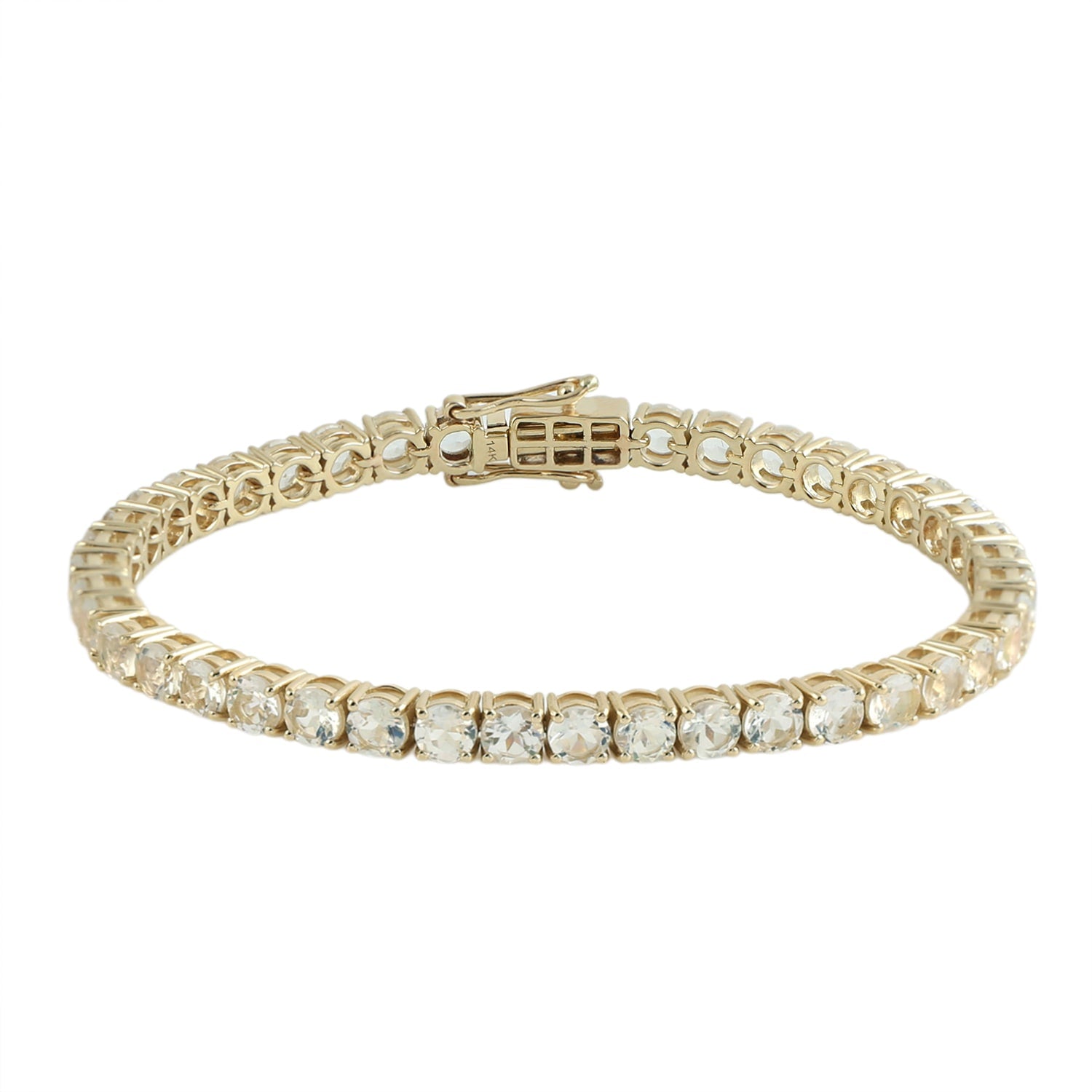 White Moonstone Gemstone Bracelet In Gold – Fixed & Flexible Style