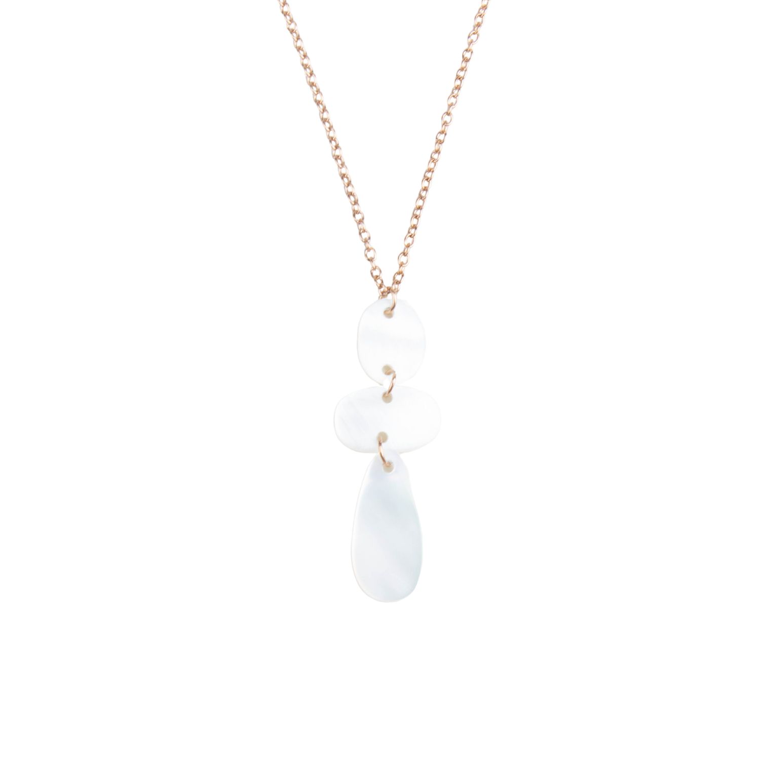 White Mother-Of-Pearl Raindrop Necklace With Rose Gold Chain