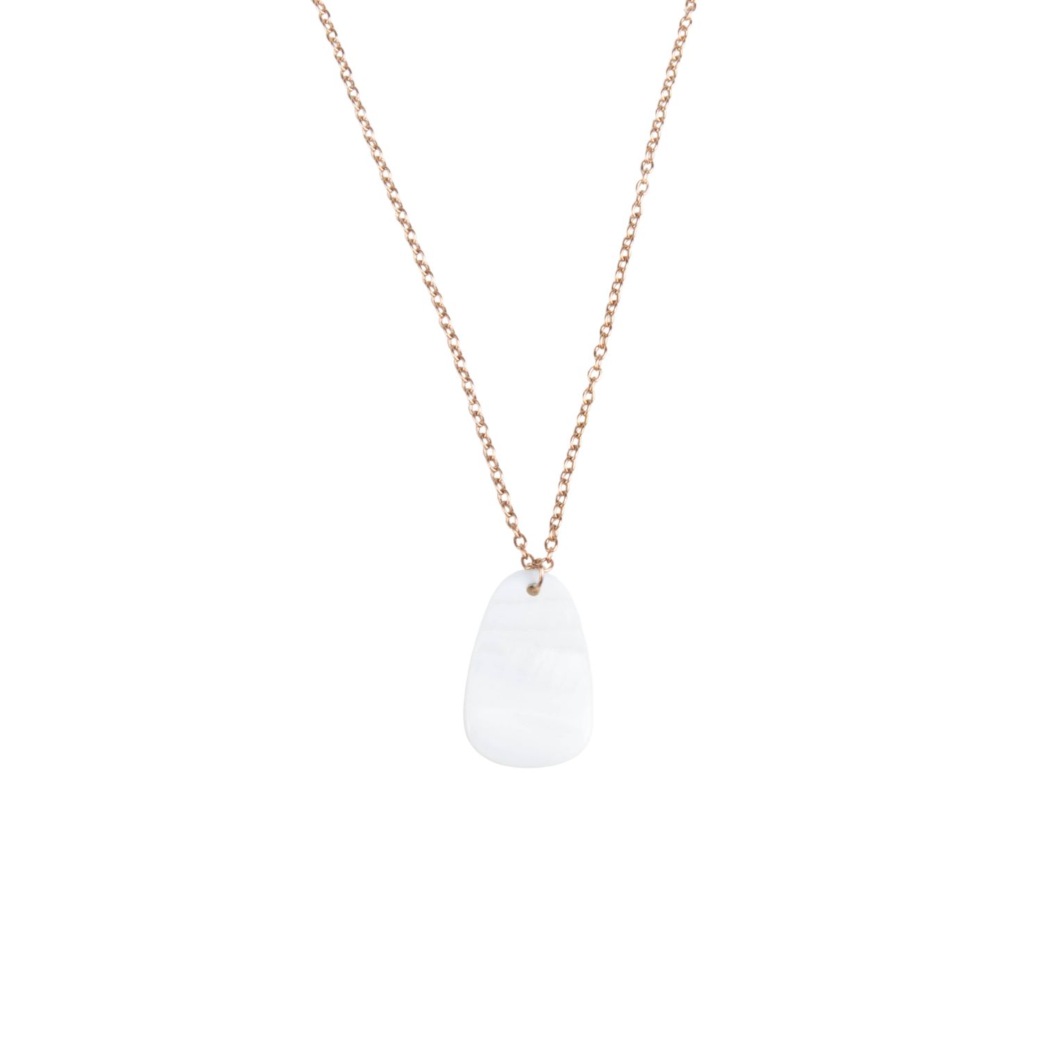White Mother-Of-Pearl Trapezoid Necklace With Rose Gold Chain