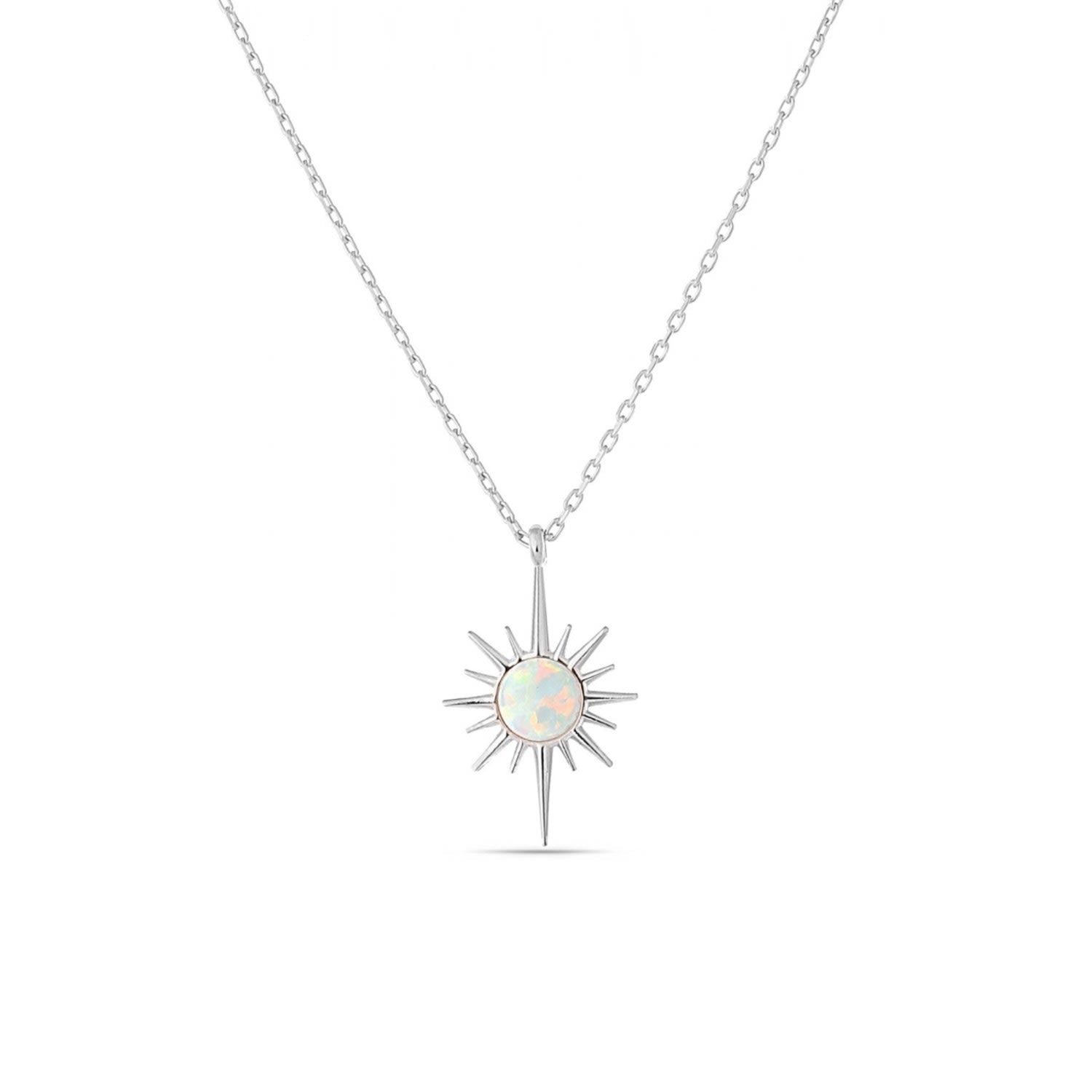 White Opal Northernstar Sterling Silver Pendant Necklace - Silver