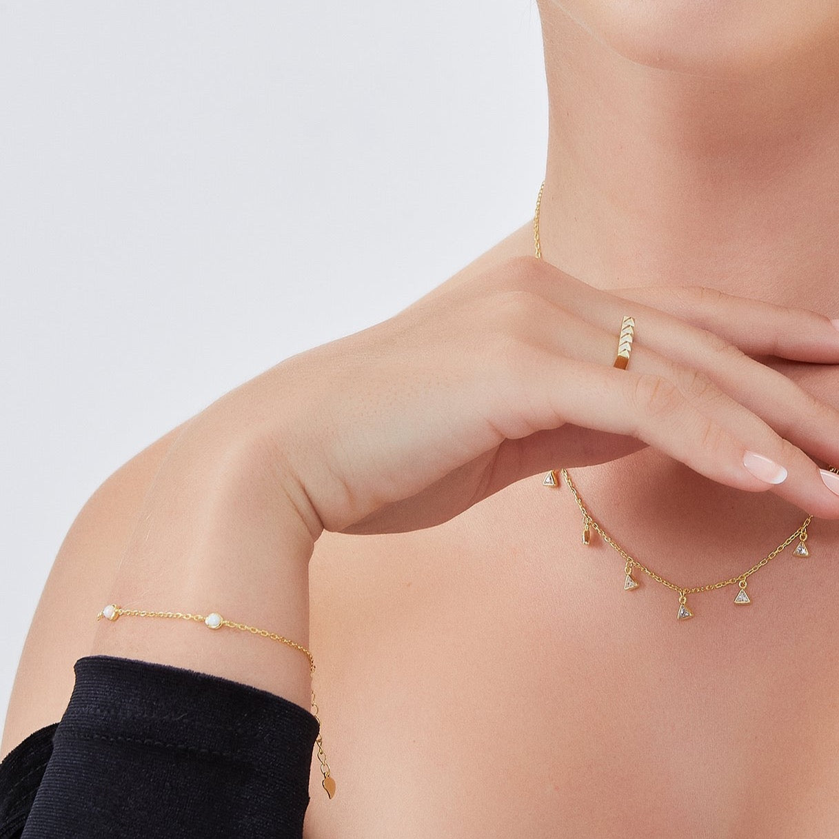 White Opal Sterling Silver Bracelet In Gold