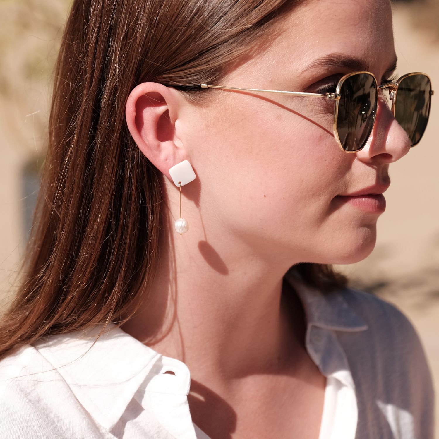 White Pearl Drop Earrings