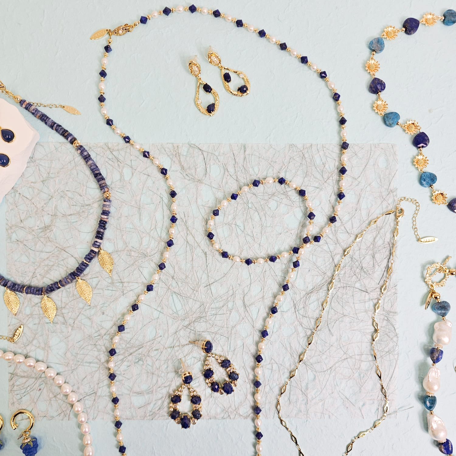 White Pearls And Blue Lapis Versatile Long Necklace