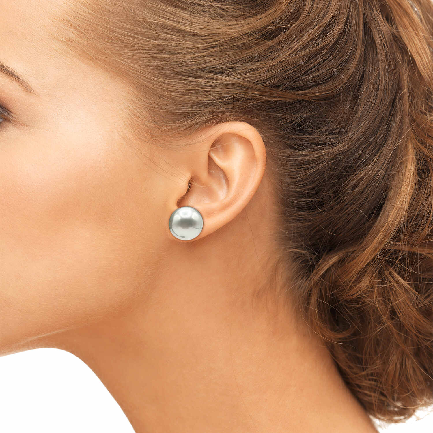 White Resin Mabe Pearl Clip On Earrings