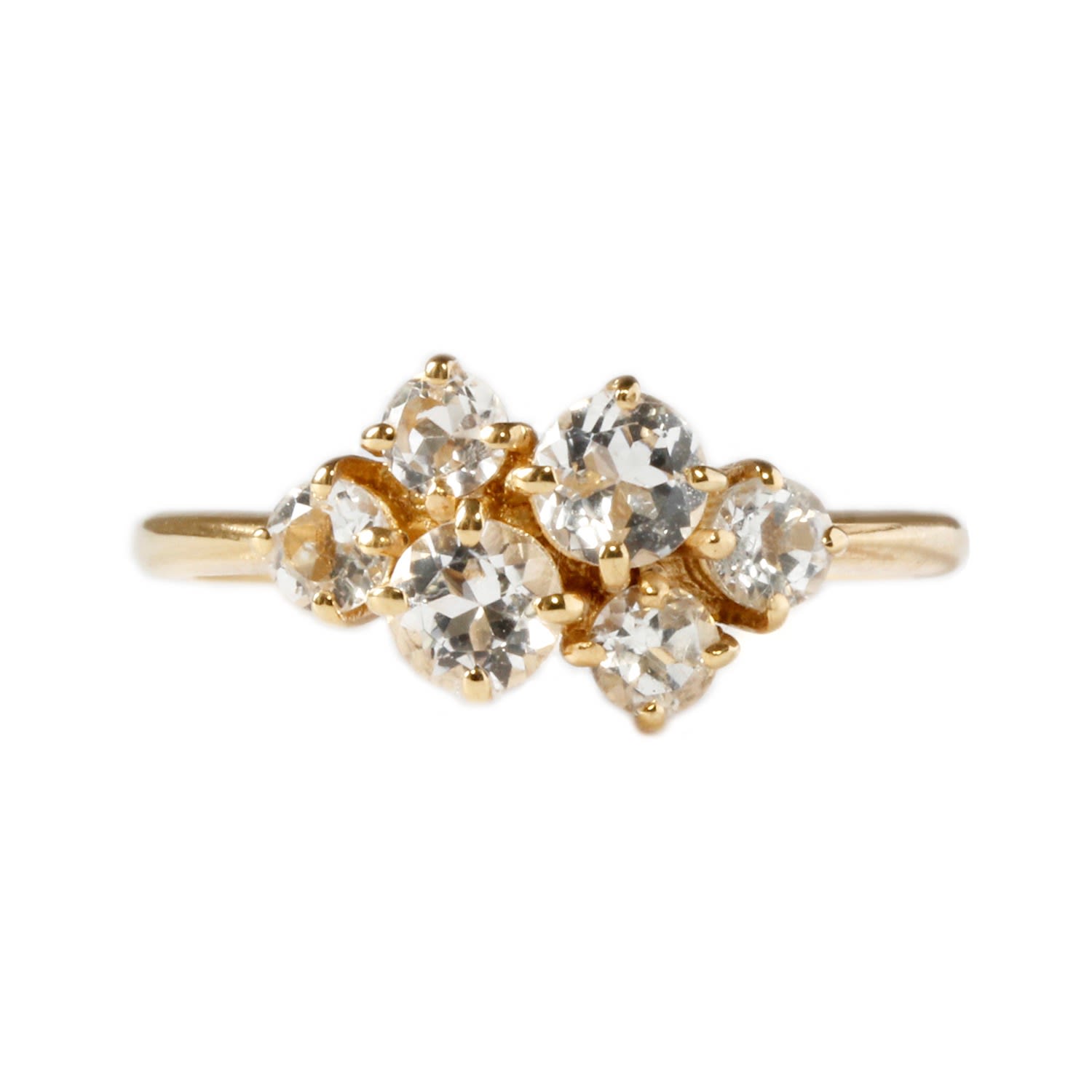 White Topaz Cluster Ring - Gold