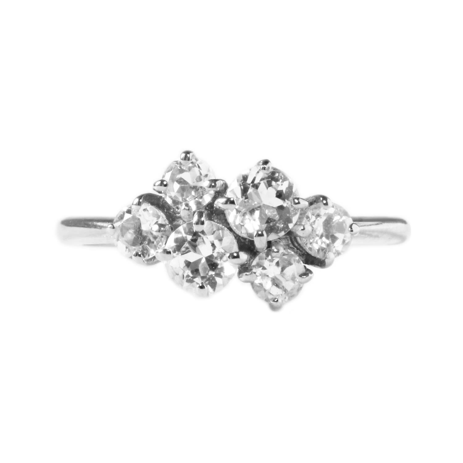 White Topaz Cluster Ring - Silver