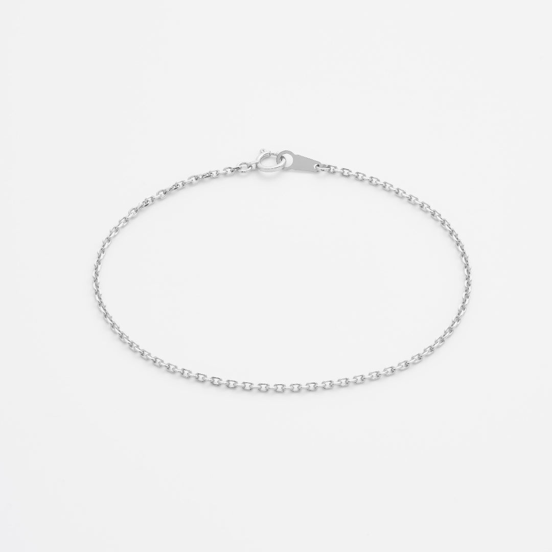 Platinum Wide Diamond Cut Cable Chain Bracelet