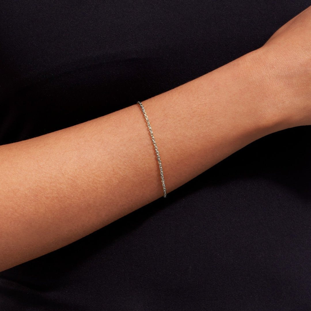 Platinum Wide Diamond Cut Cable Chain Bracelet