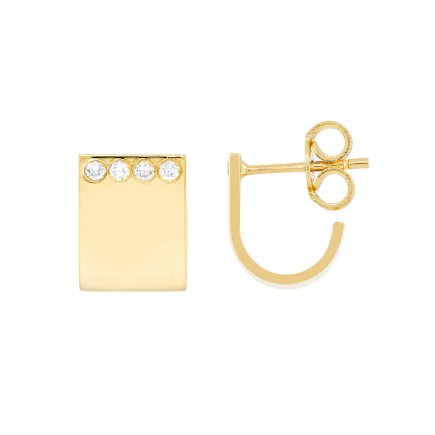 Wide Diamond Huggie Earrings