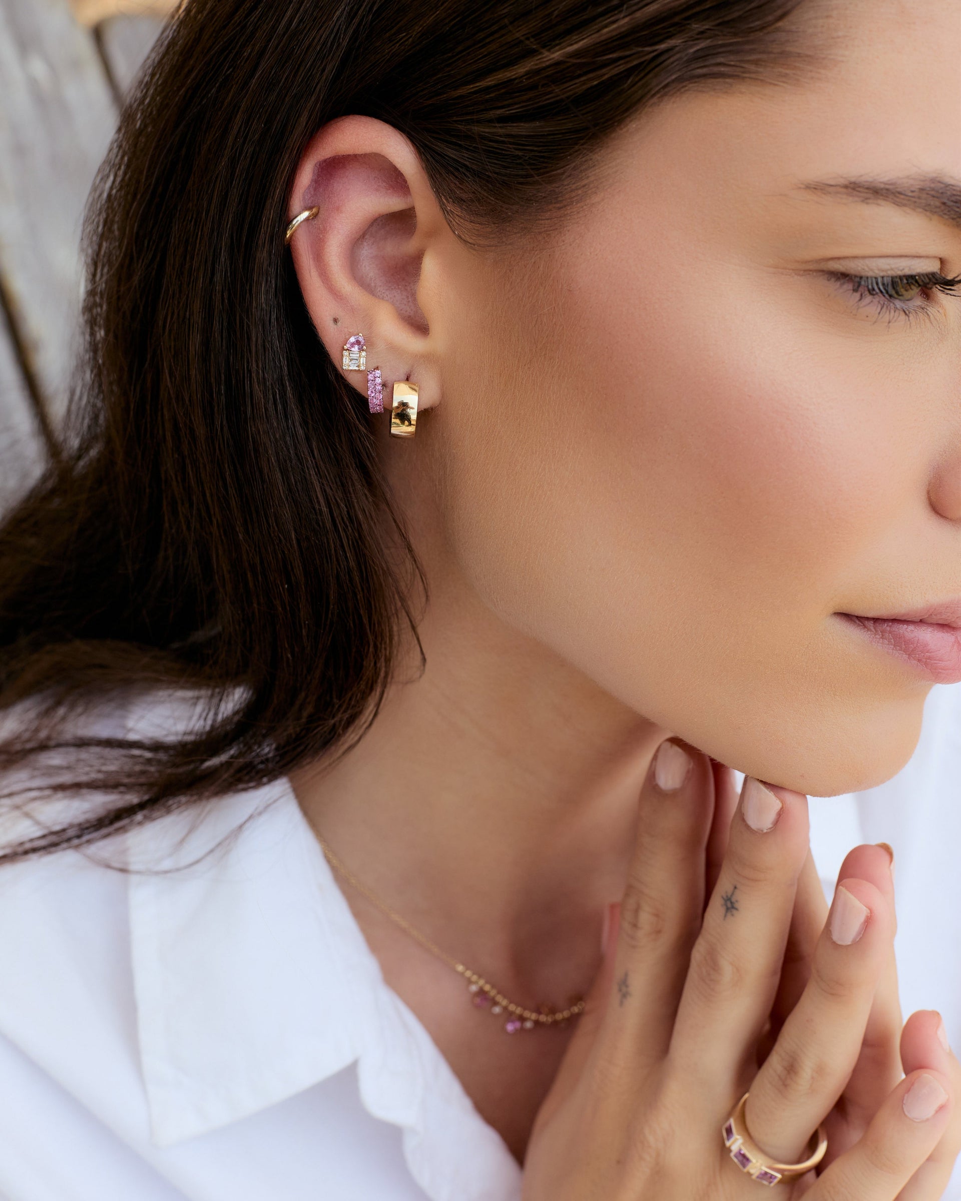 Wide Hinged Hoop Huggies