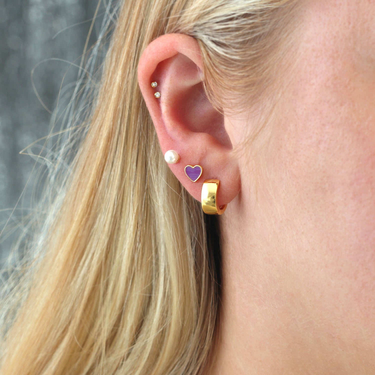 Wide Hinged Huggie Hoop Earrings Gold Vermeil