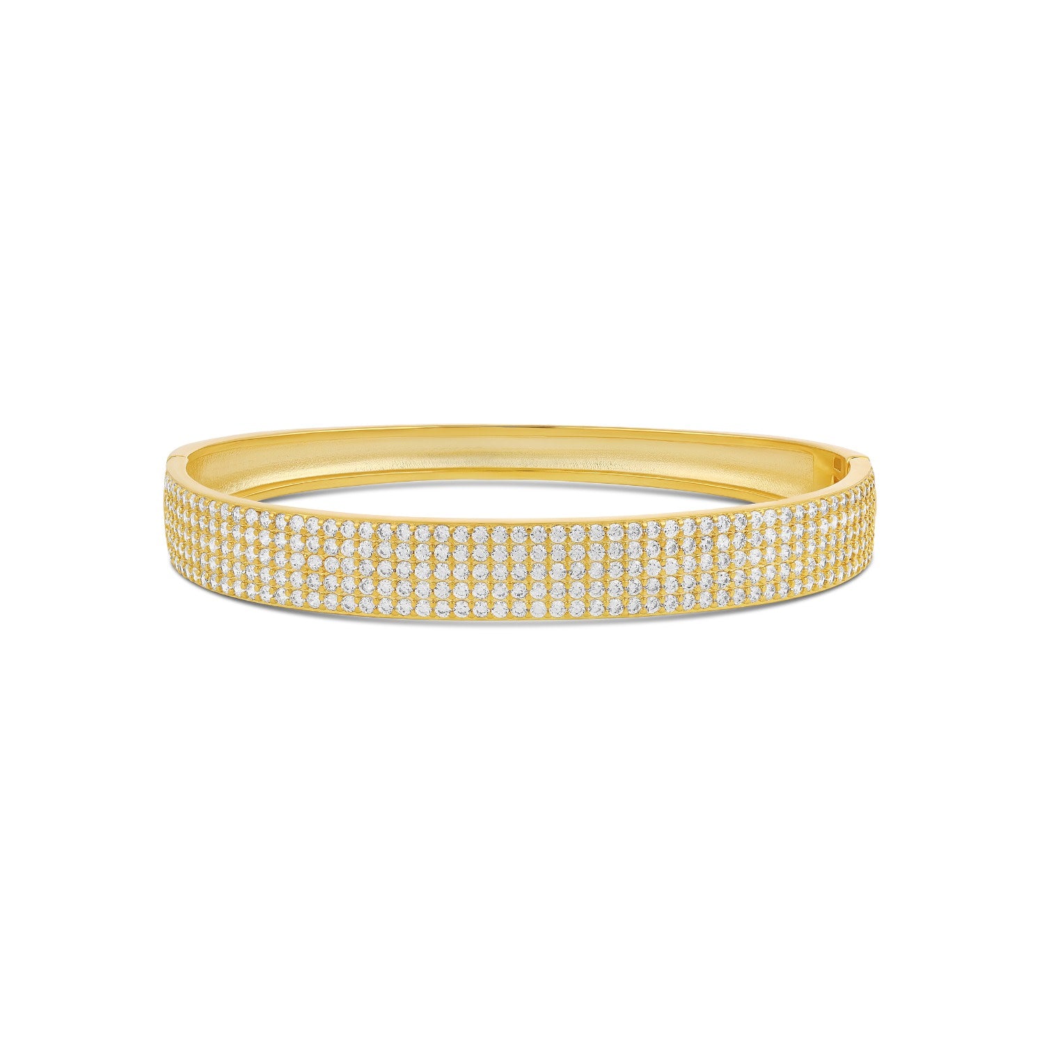 Wide Pave Bangle - Gold